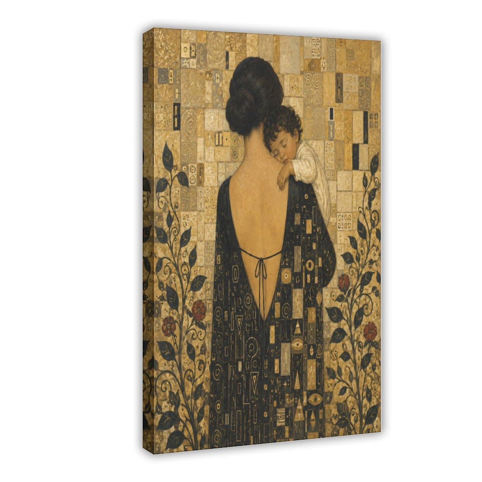 W7c8u2x3 Frame-Style-12 Mother Child Embrace Canvas Wall Art, Realist Painting