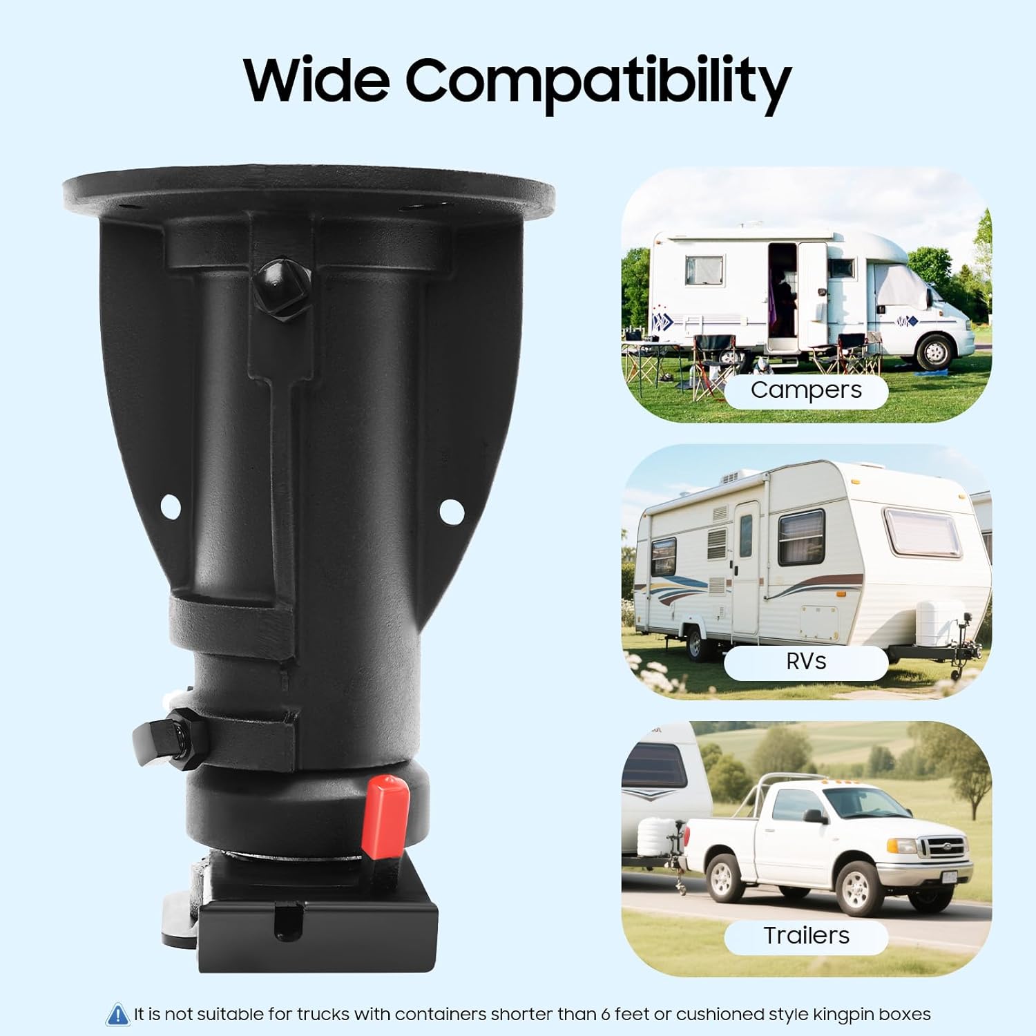 12"-16" Adjustable 5th Wheel RV Adapter Gooseneck to 5th Wheel Adapter OE C5G1216 RV Gooseneck Adapter Hitch | US Stock