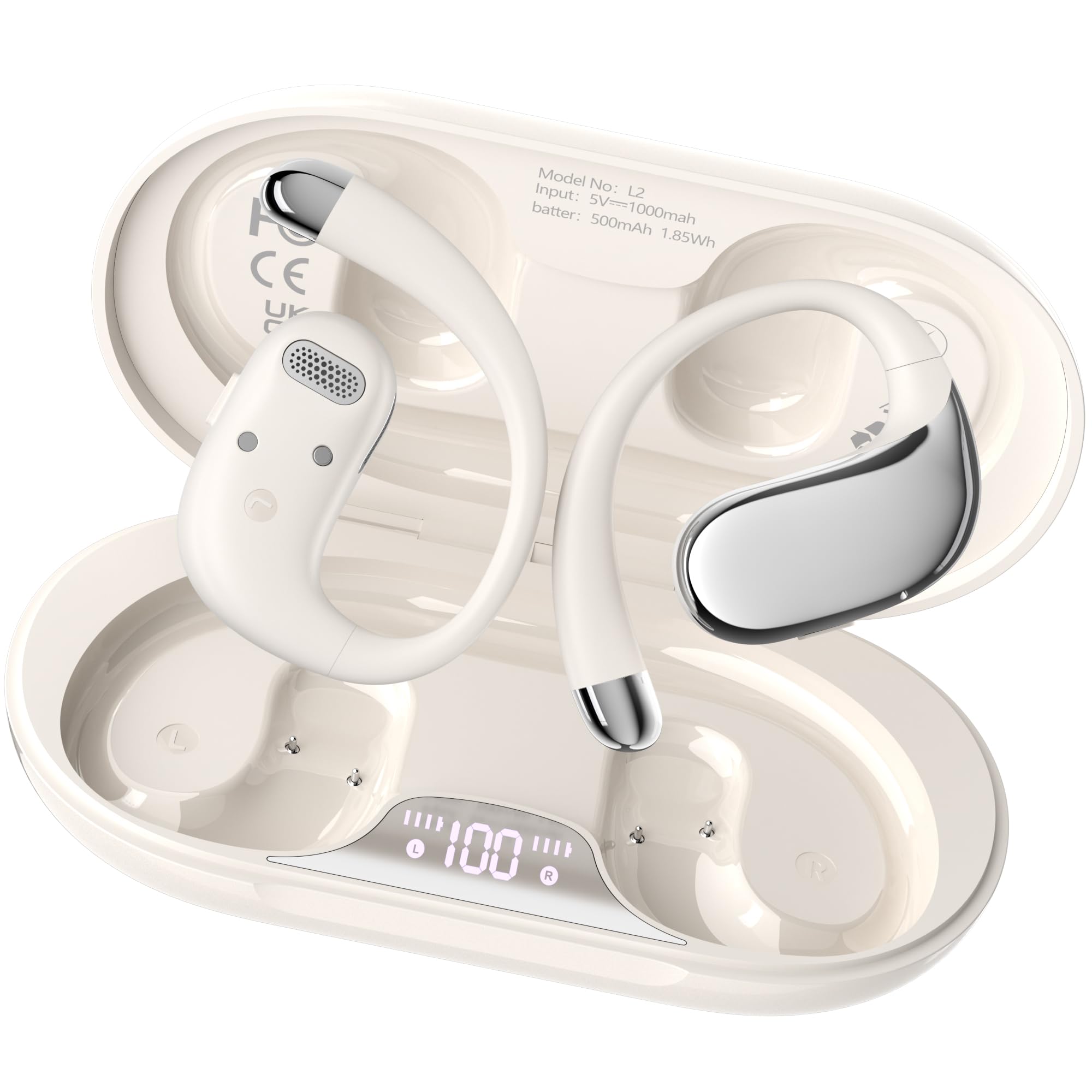 WIVTAK Open Ear Headphones Bluetooth 5.4, 62H Playtime, Air Conduction Wireless Earbuds with Ergonomic Earhooks, ENC Mic,IPX5,Physical Buttons,