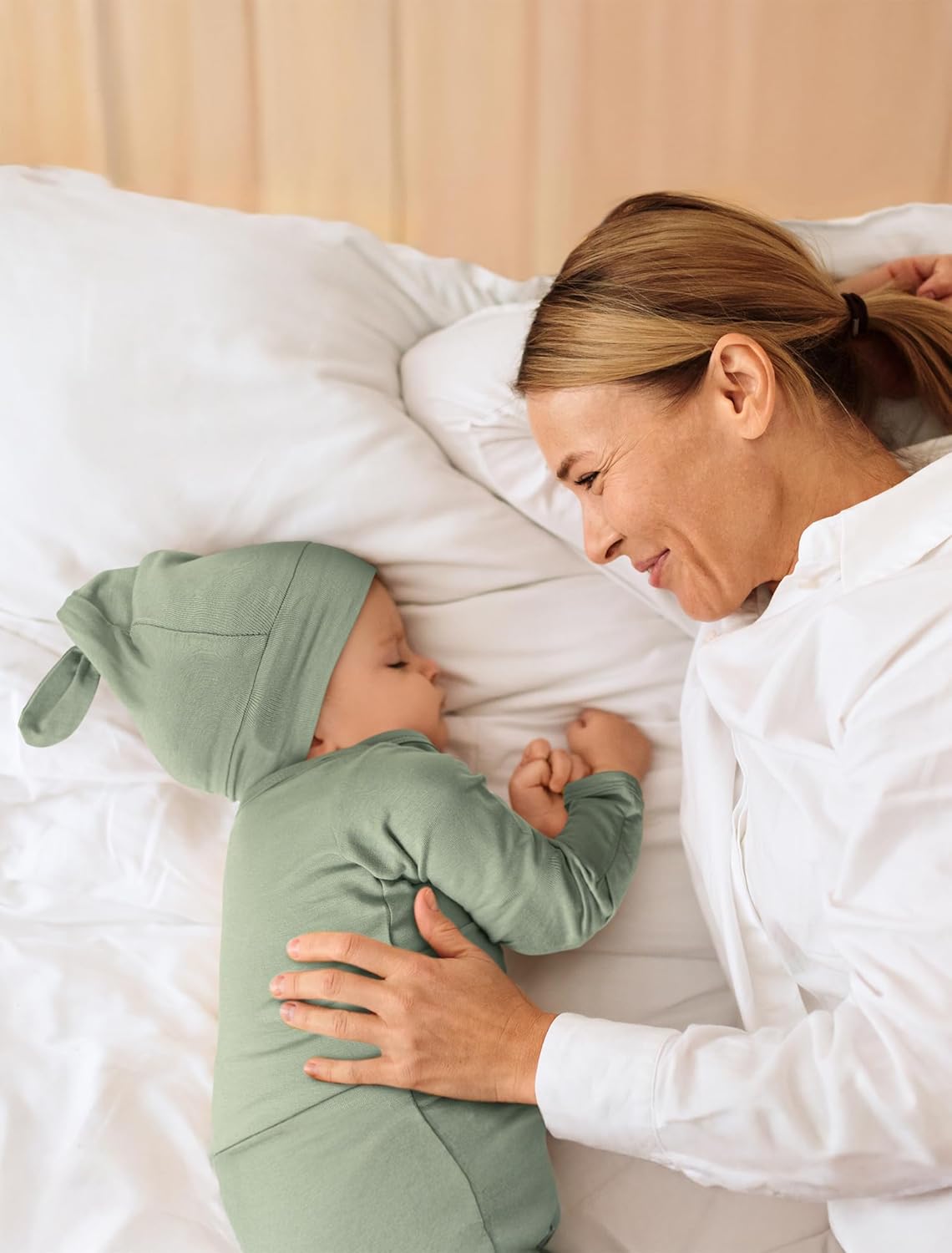 Baby Noah Newborn Knotted Gown, Ultra-Soft Silky Long Sleeve Sleeper, Unisex Coming Home Outfit Set With Wooden Name Sign - Image 7