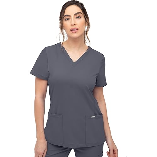 SOULFUL SCRUBS for Women 3002 Chloe 2 Pocket, Women Scrubs Top V-Neck Regular fit - Stylish Medical Scrub Tops for Women