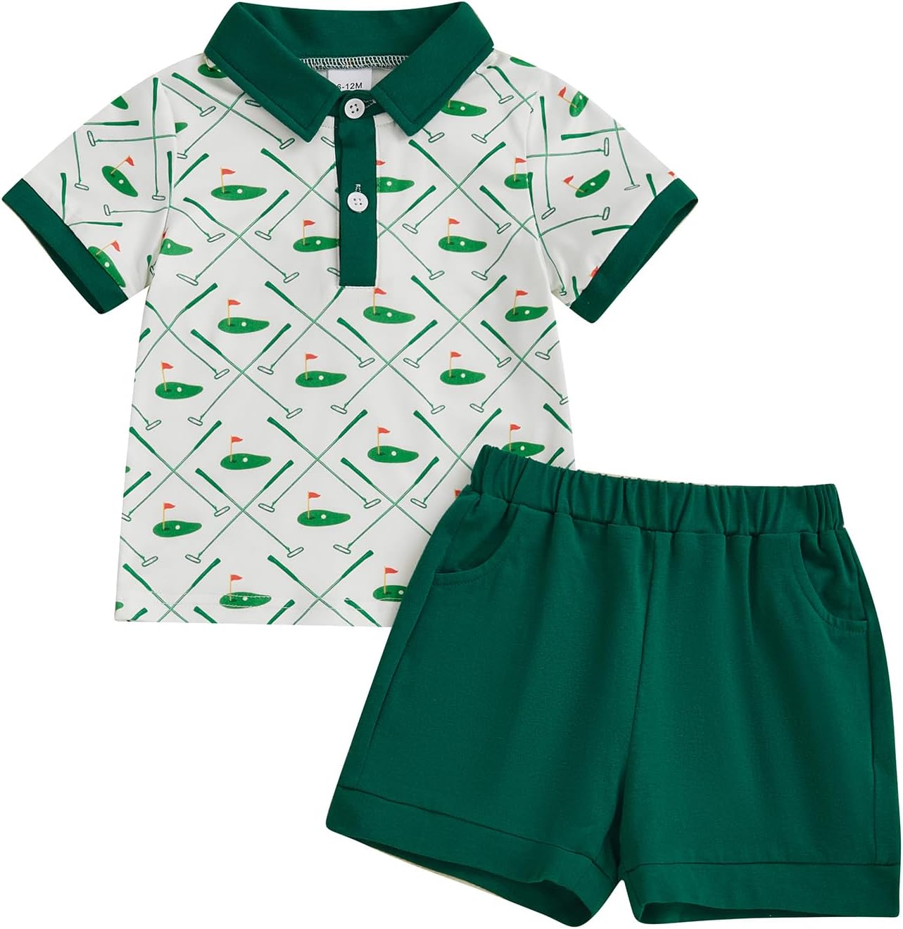 Toddler Baby Boy Summer Clothes Golf Cart Embroidery Lapel Tshirt Tops Golf Shorts Set Infant Sweatsuit Outfits
