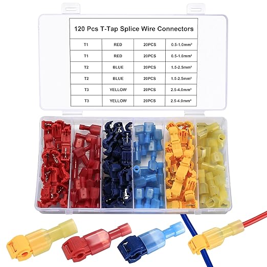 TTap Wire Connectors Kit, 120 Pcs Quick Splice T Taps Electrical Wire