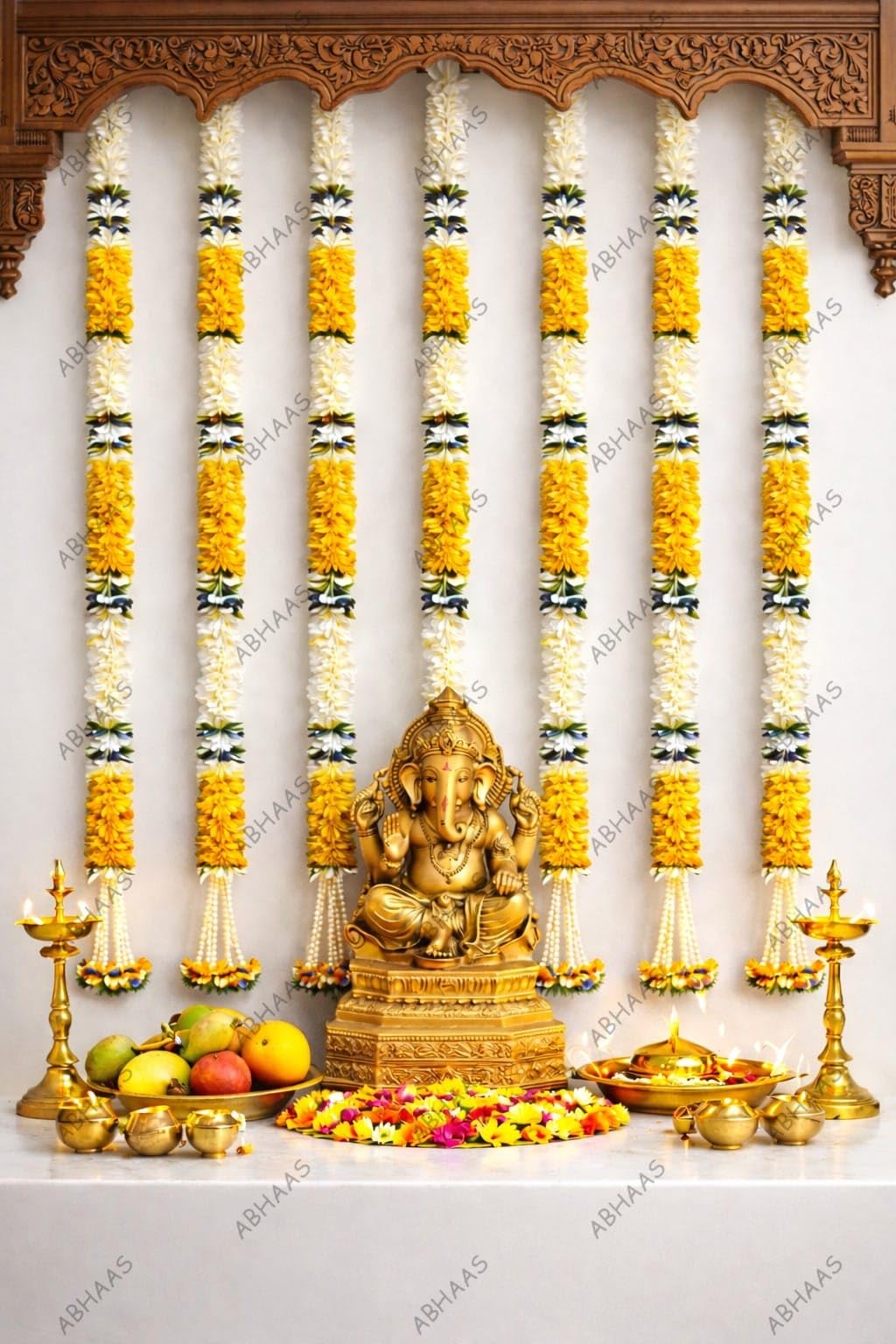 Abhaas Decorative Hanging for Home | Pooja Room & Mandir Decoration | 4Pcs Wall Hanging | Home Entrance Decor | Festival Garlands for Diwali, Wedding & Traditional Decor (Yellow GARLANDS/PMC-4PCS)-image-22