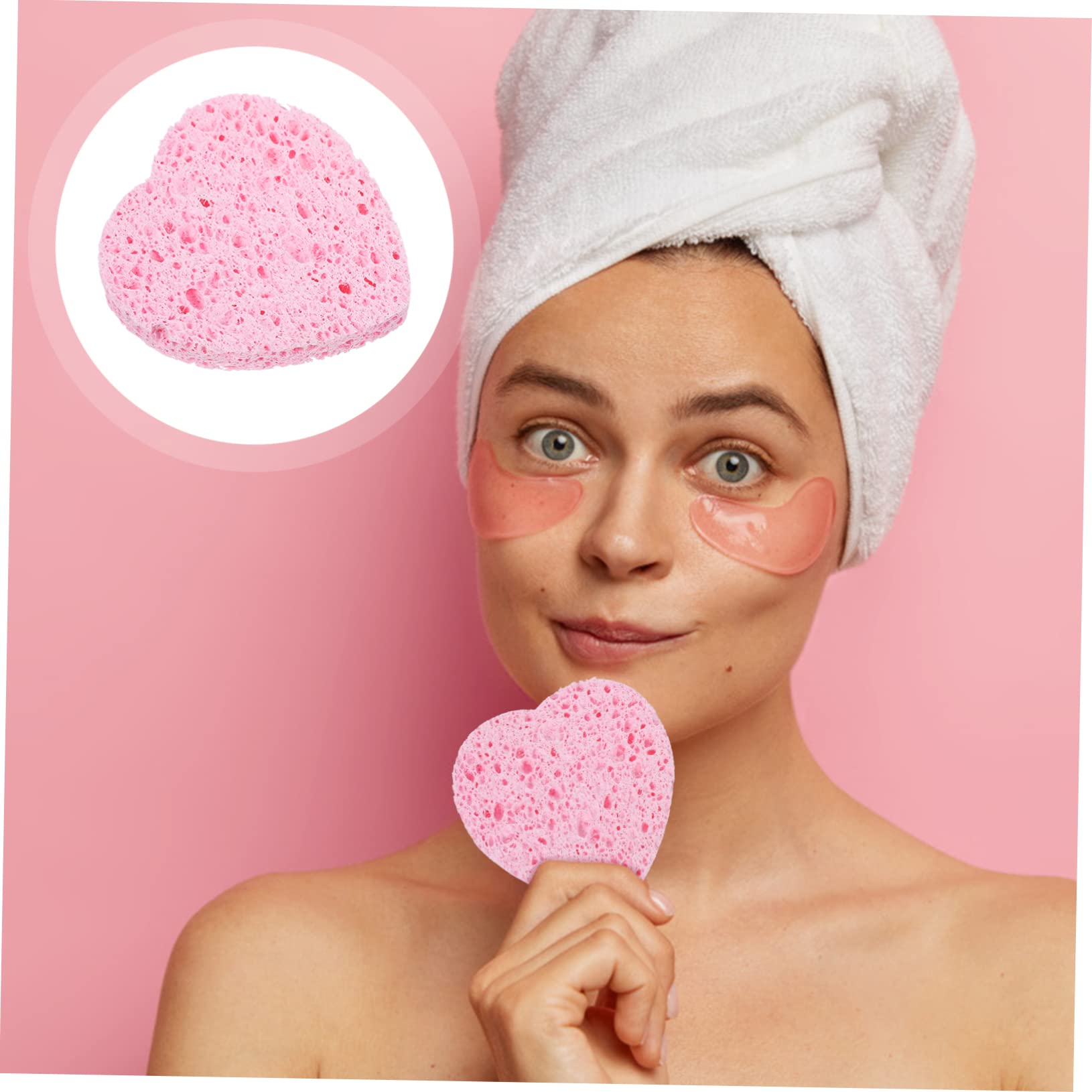 GALPADA 20pcs Random Heart Shape Cleansing Sponge Puff for Gentle Exfoliation and Makeup Removal for Daily Use Deep Pore Cleansing and Facial Refreshing Random Color