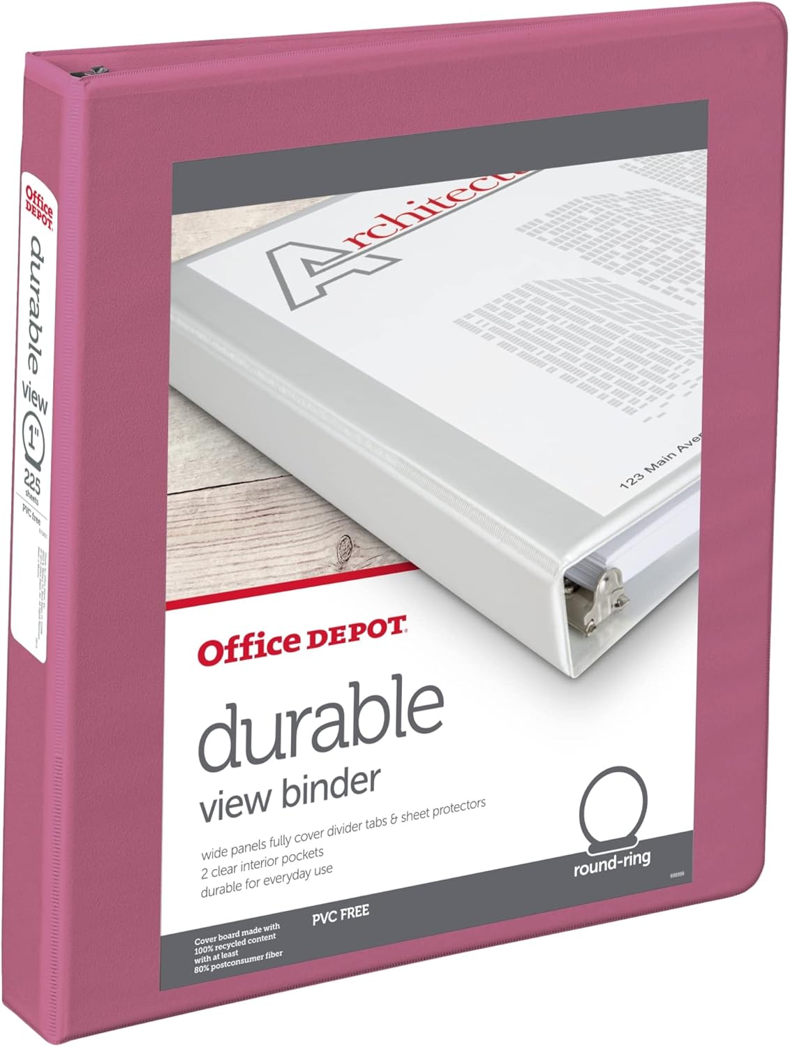 Office Depot® Brand 3Ring Durable View Binder, 1" Round
