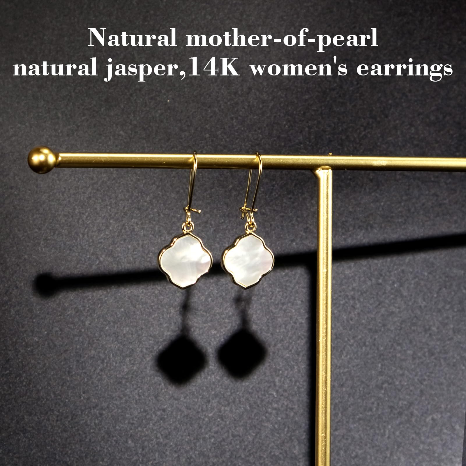 Earrings for Women14K Gold Drops Dangle Pendant Natural Stone Natural shell of Pearl Earrings Handmade Premium Quality Jewelry are the Gift for Mom,Wife and Girlfriend