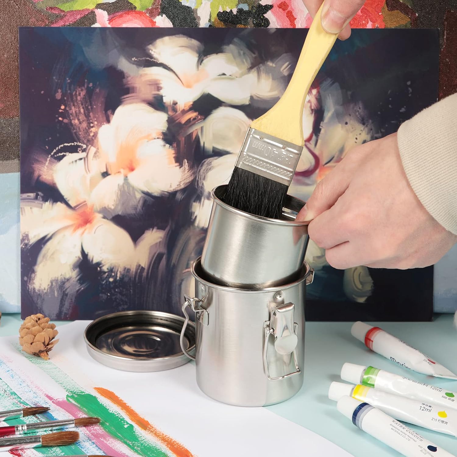 MyLifeUNIT Paint Brush Cleaner and Portable Artist Brush Washer with Wash Tank & Removable Screen Bundle