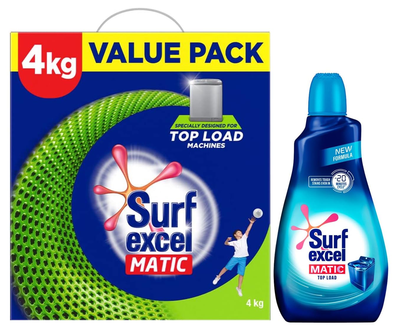Surf Excel Matic 4kg Value Pack & 1.02L Top Load Liquid Detergent Combo | Tough Stain Removal | Fresh Scent-image-13