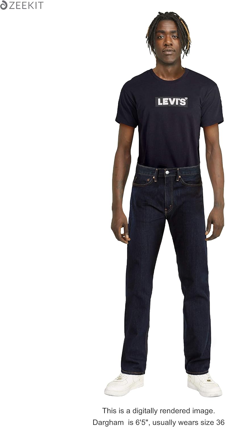 Levi's Men's 505 Regular Fit Jeans (Also Available in Big & Tall) Standard 36W x 32L Rinse - Dark Wash