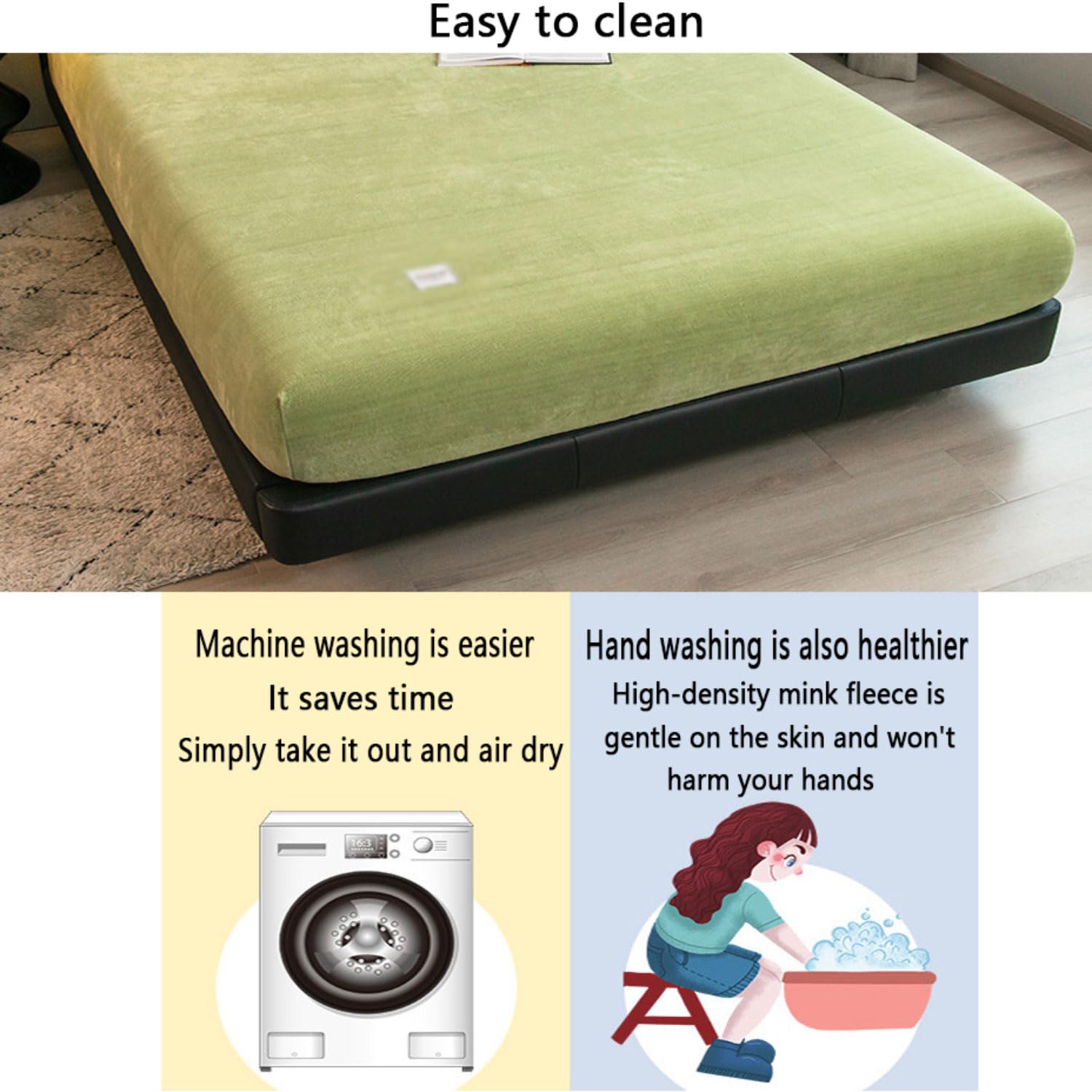 Sábana Bajera Ajustable de Invierno de 180 x 200 cm Protectores de Colchón de Felpa mullida de Tacto de Cachemira de Punto de Forro Polar para Cama con somier cubrecolchón con Goma elástica