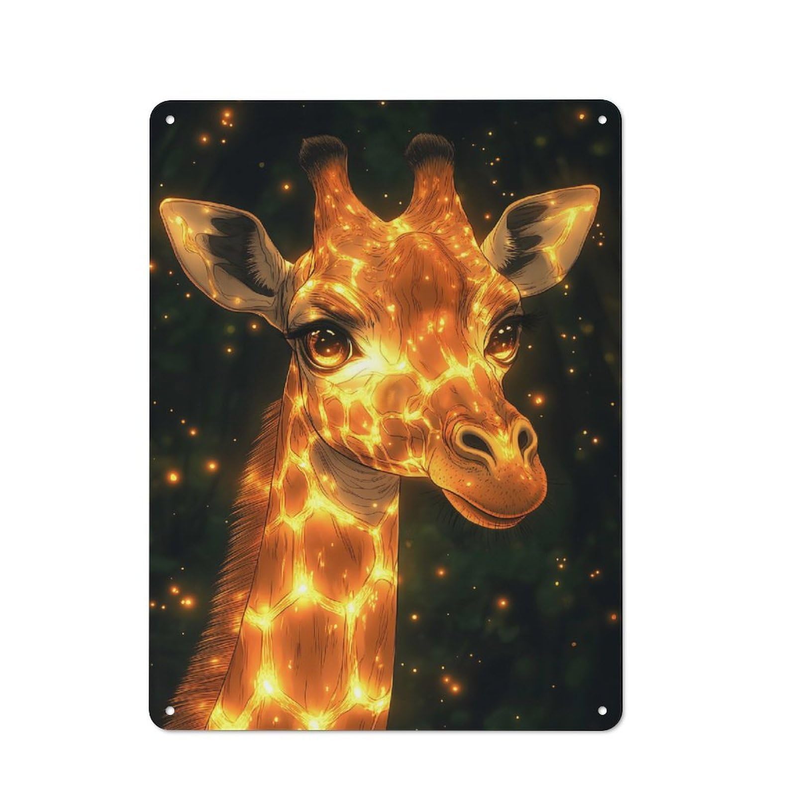 Junmoney Style-4 Retro Glowing Giraffe Animal Metal Gift Sign 40X30cm, Home Wall Decor For Flat, Dorm Room, Lounge Or Cafe