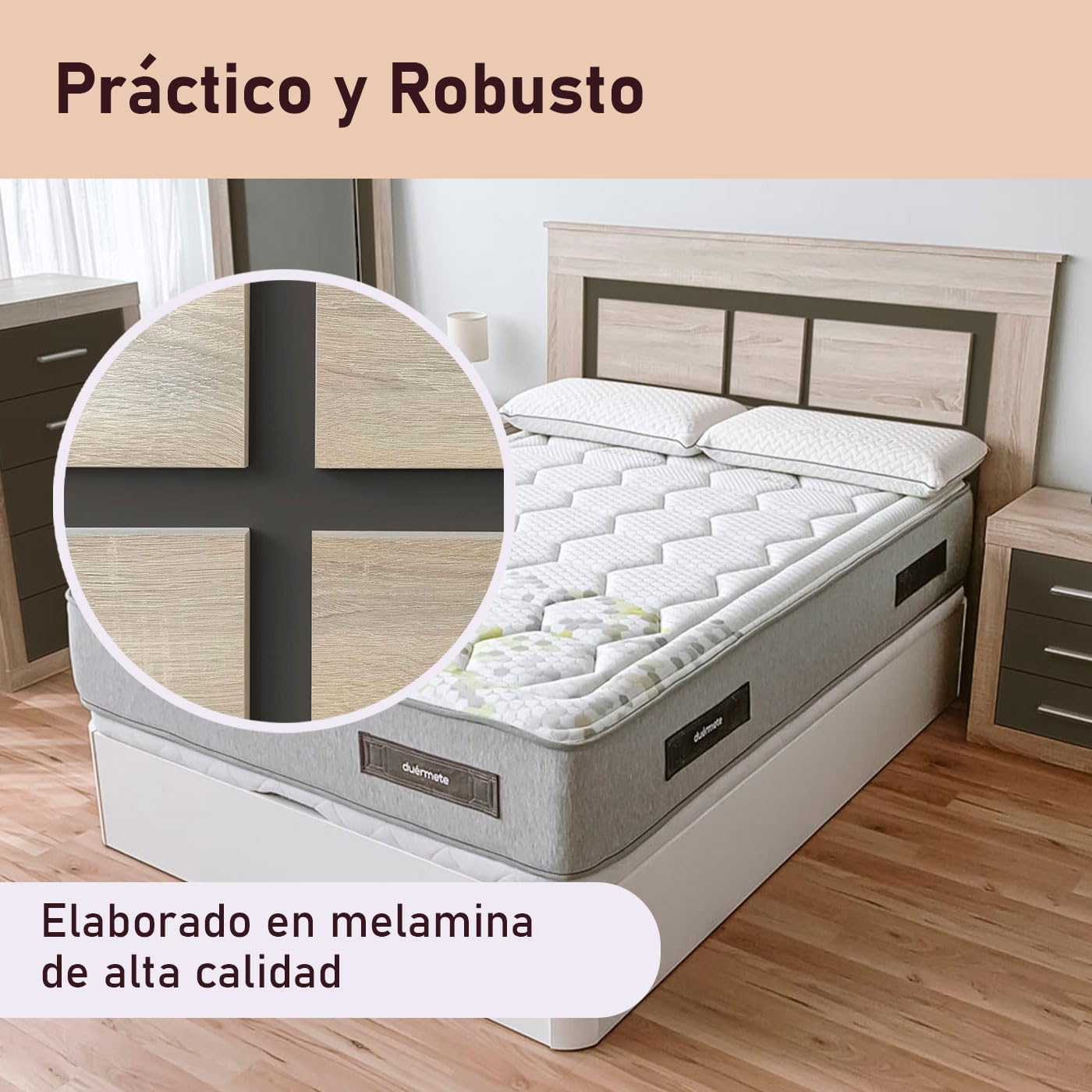 amuéblate online - Cabecero Nórdico Indiana de 160 x 120 cm | Práctico y Elegante | Fácil de Montar, Colores Cambria y Grafito (para Cama de 135-140 o 160)