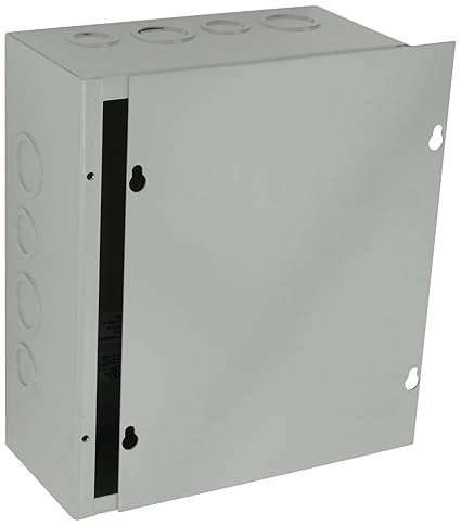 JB-3958-KO Steel NEMA 1 Sheet Metal Junction Box with Knockout and Lift-off Screw Cover, 8 Width x 10 Height x 4 Depth, Gray Finish