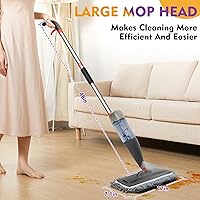 Vista 3 de Mopa de Pulverización para Limpieza de Pisos con Almohadillas Lavables, Mopas Húmedas de Microfibra con Botella Recargable de 800 ml, Mopas de Polvo