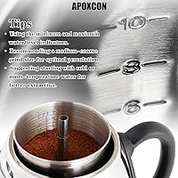 Vista 7 de Cafetera eléctrica percoladora de acero inoxidable con perilla de progreso de preparación transparente y pico sin goteo, autocalentamiento y acero