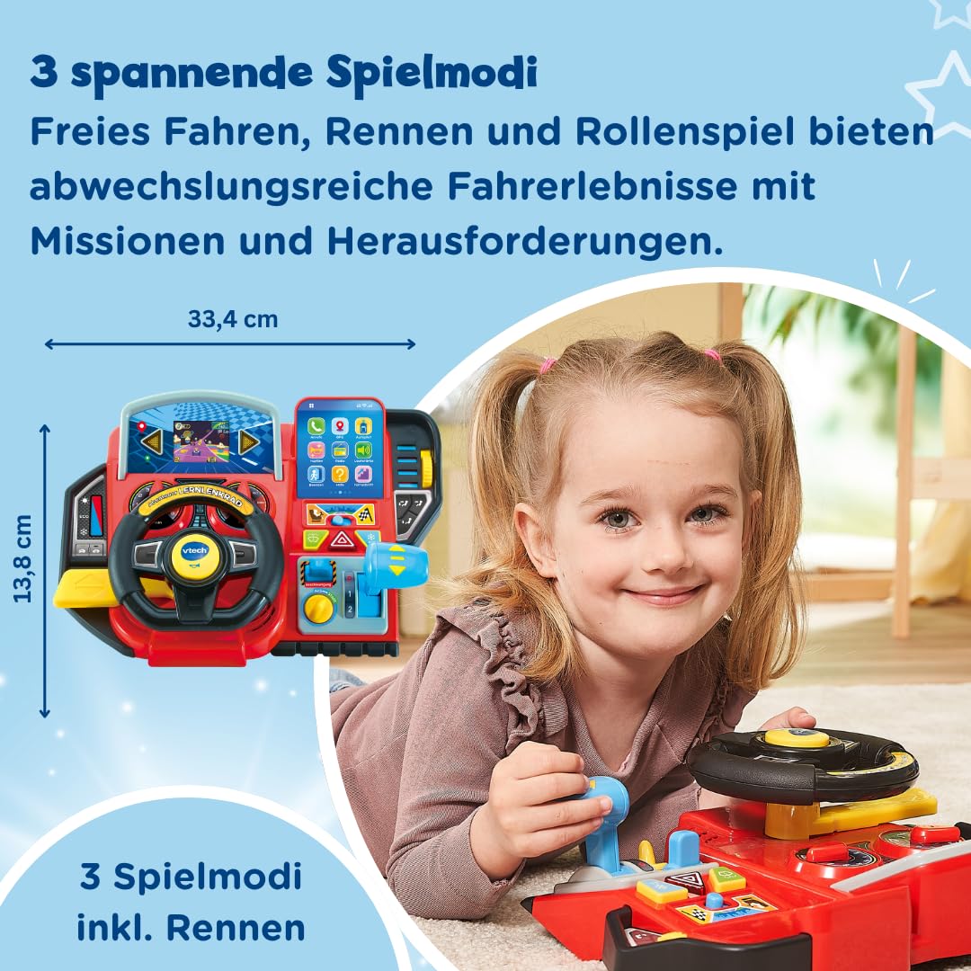 VTech Abenteuer Lernlenkrad – Interaktives LCD-Steuer für Kinder 3-7