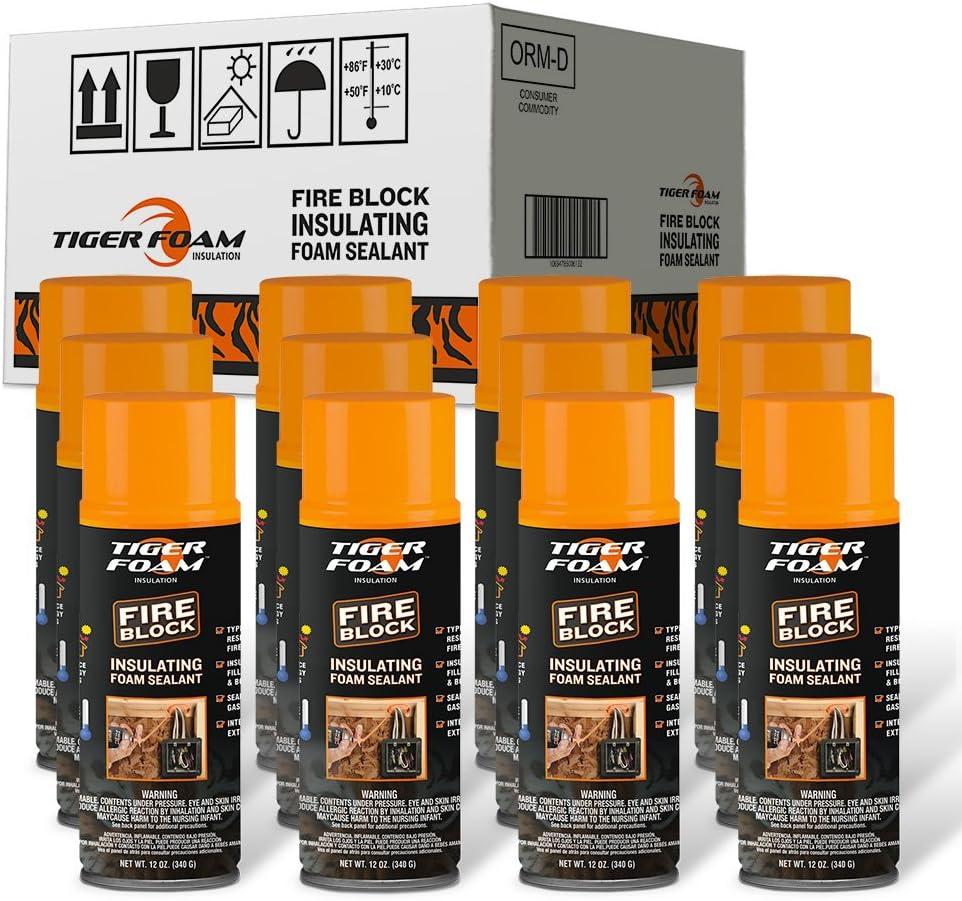 Tiger Foam Fire Block 12oz Insulating Foam Sealant - Case of 12