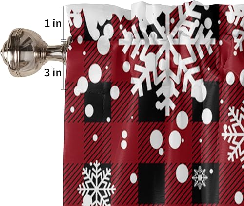 Miniatura 5 de Cenefas de Navidad para ventanas, cenefa de copo de nieve, cortinas de cocina de 54 x 18 pulgadas, cortinas de baño con bolsillo para barra, cenefas