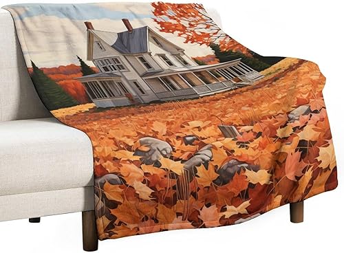 Miniatura 13 de Manta rústica de calabaza azul polvoriento, con estampado de acuarela, Acción de Gracias o Halloween, manta suave de 30 x 40 pulgadas, acogedora