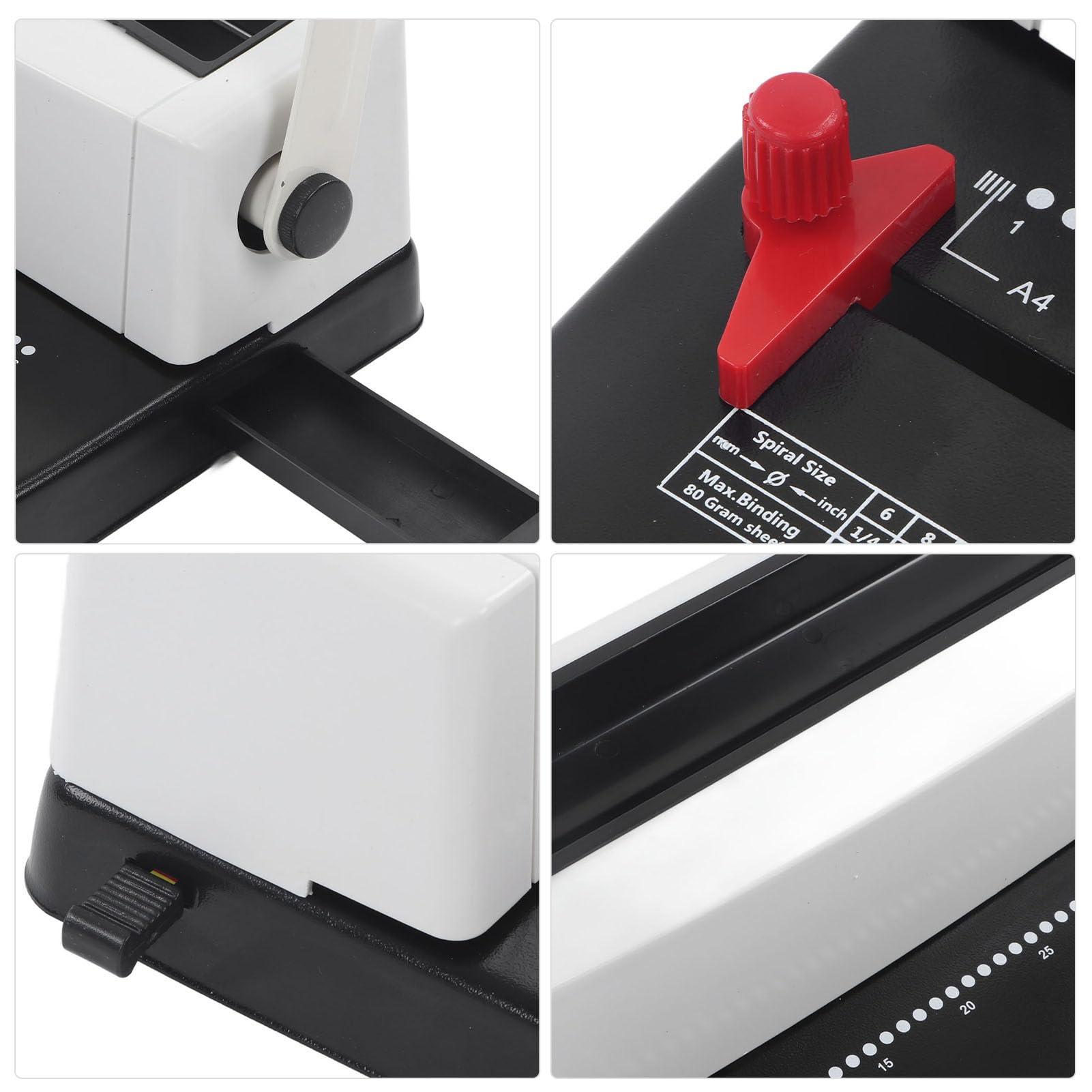 FTVOGUE Machine à Relier à Bobines en Spirale, Machine à Livres Manuelle en Acier Inoxydable pour Format de Lettre A4 A5, capacité de Perforation de 12 Feuilles avec 46 Trous