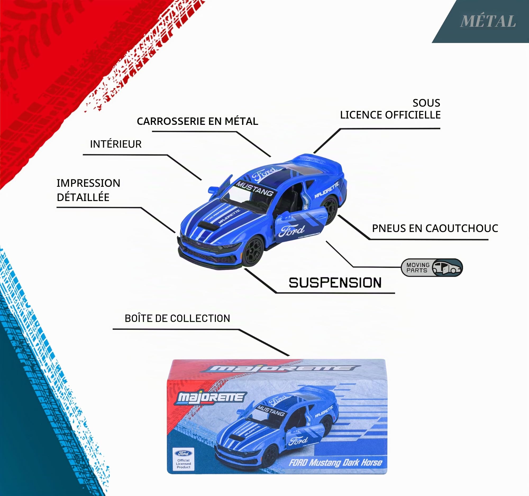 Majorette - Voiture Miniature de Luxe (1 Voiture), 1 sur 6 (Audi, Bugatti, Land Rover, Nissan, Porsche) en métal avec boîte de Collection, 7,5 cm, pour Les Enfants à partir de 3 Ans