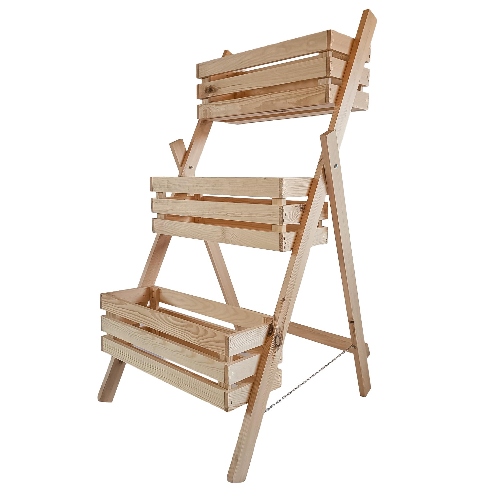 MG Design Support Plantes en Bois 80 x 130 cm – étagère à Plantes 3 Niveaux, adapté pour bac 60 cm, pour Fleurs, Herbes et légumes, jardinière Verticale pour Jardin et terrasse