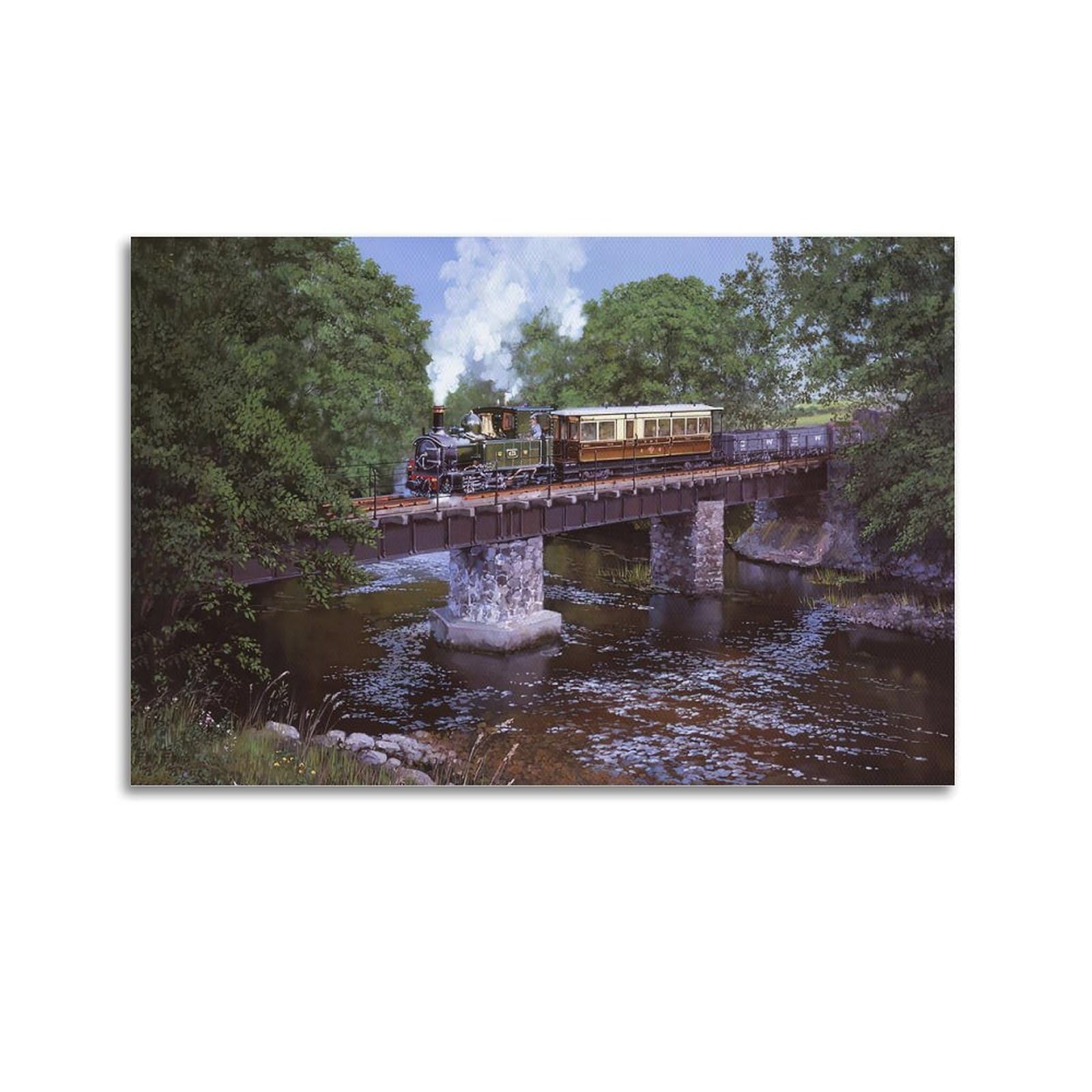 ZSZWHJ Industrial Art Poster Steam Train Moped Railway Poster Decorative Painting Canvas Wall Posters And Art Picture Print Modern Family Bedroom Decor Posters 20x30inch(50x75cm)