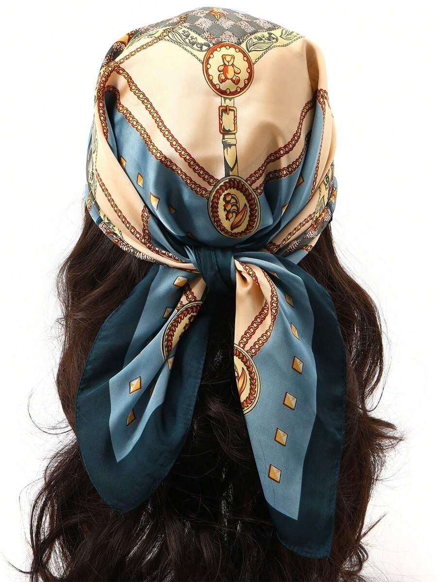 nk textiles Women's Vintage Print Satin Neck Wrap | Neck Scarf | Hand Bag Charm (Square) (22"x22")-picture-43
