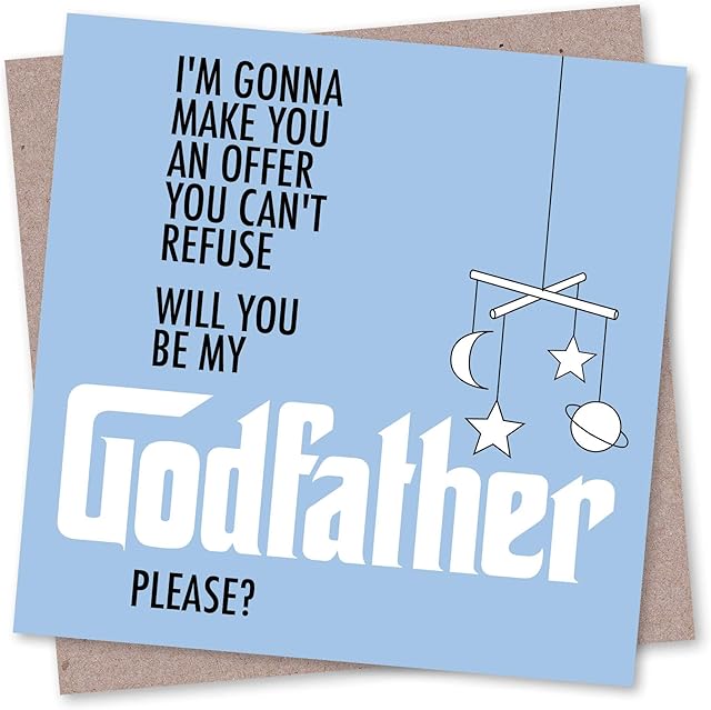 'Will you be my Godfather, please?' card from baby boy