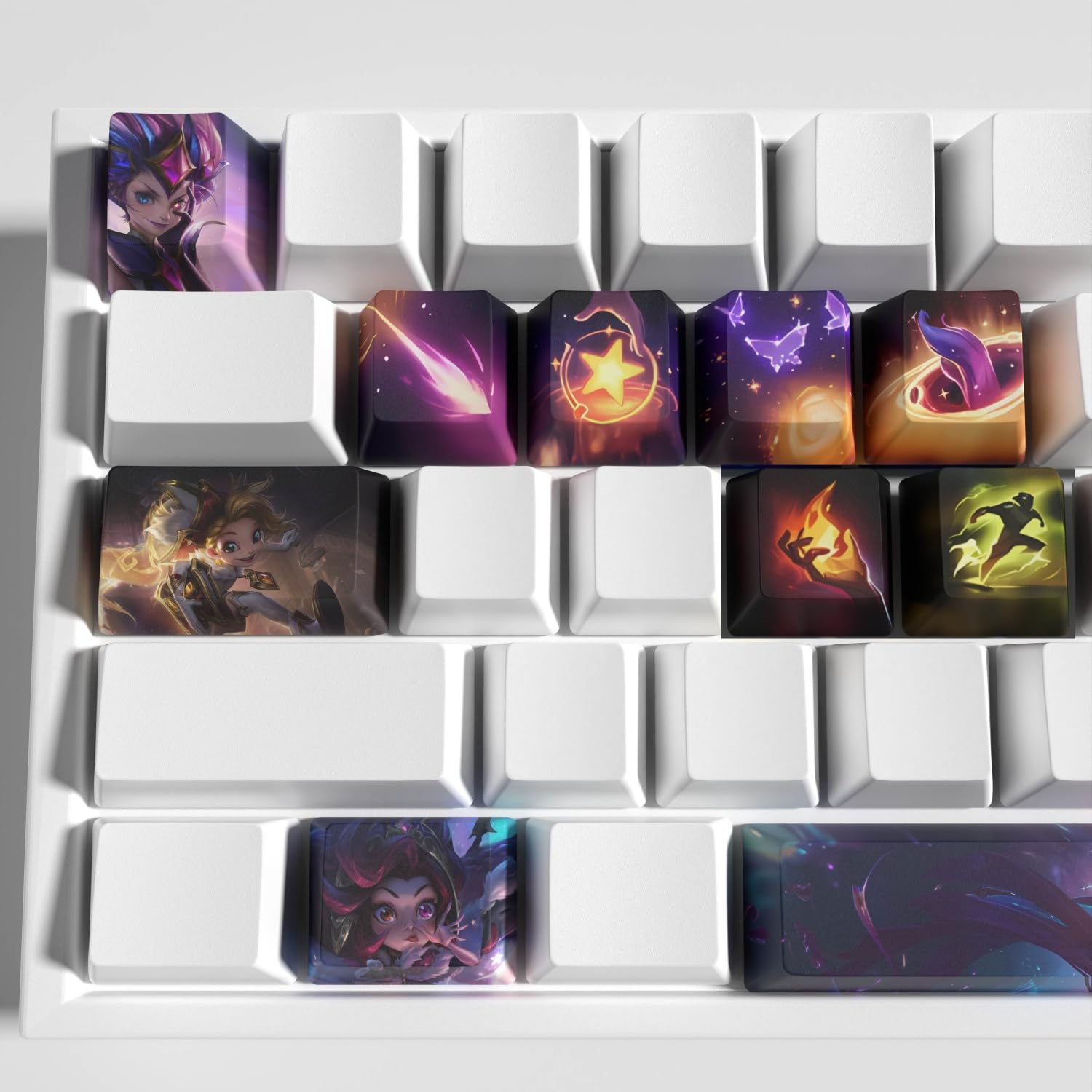 League Zoe Kit de 12 Keycaps PBT Profil OEM en Dye-Sublimation, Accessoires pour Clavier Mécanique Gamer, Compatibles avec la Plupart des Dispositions Mécaniques