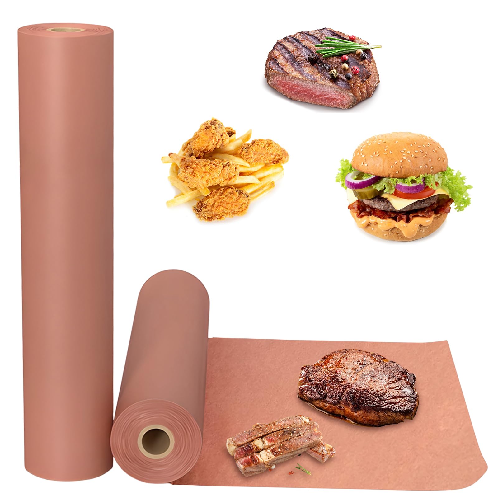 2 Rotoli Carta da macellaio Rosa,30cm x 10m carta kraft per BBQ Carta Forno Rotolo Butcher Paper BBQ Rosa per Barbecue, Affumicatore, Carne di Pesce, Perfetta per Cucinare Succoso