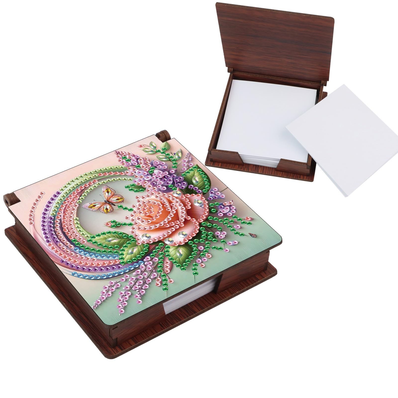 ARTopet Sticky Note Holder Diamond Art Painting Wooden Post Note Dispenser Memo Paper Storage Box Diamond Art by Numbers Mosaic Kits Office Desk
