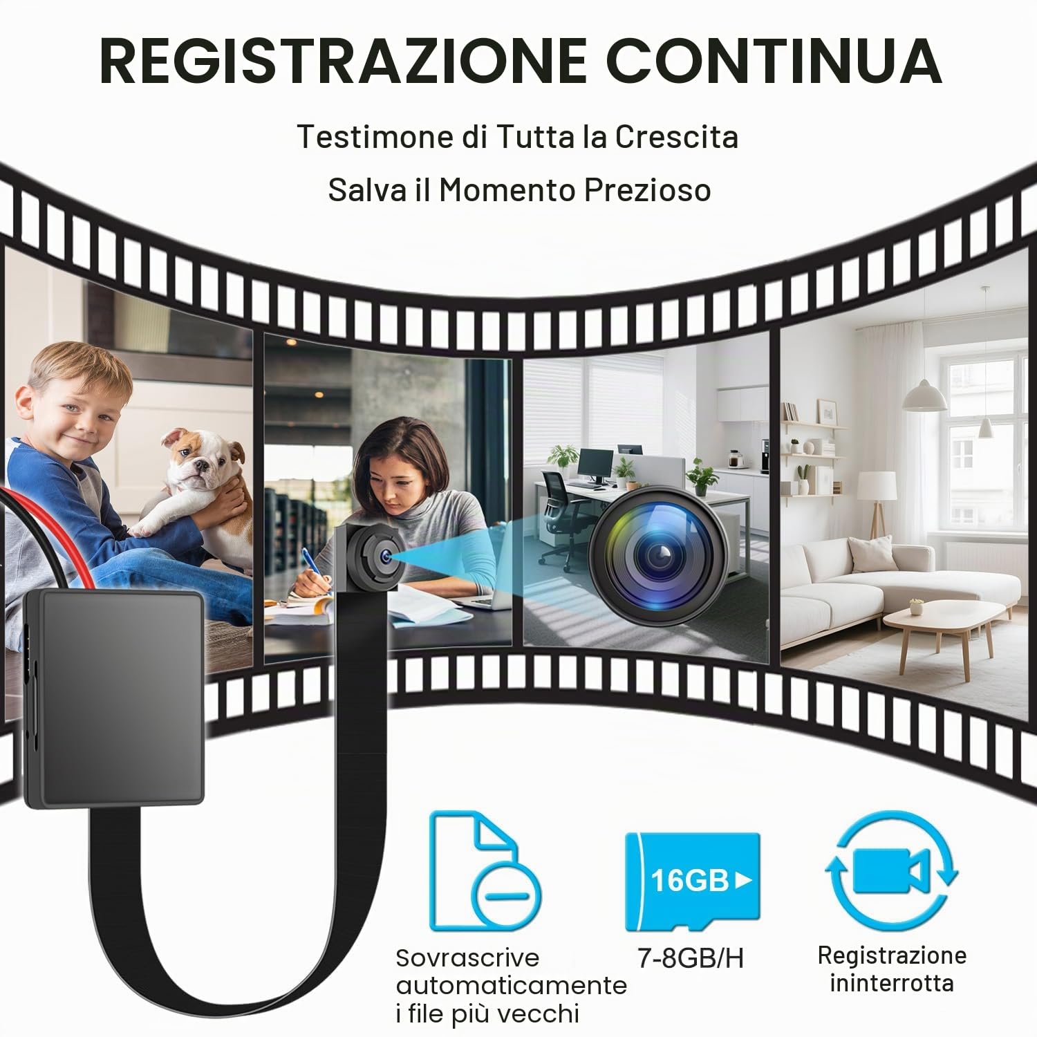 OTADUG Telecamera Spia Interno Invisibile 1080P Mini Telecamera Spia Nascosta Micro Spy Cam Sorveglianza con Telecamera e Microfono/Scheda SD 32 Gb/Lunga Durata Batteria (Rilevamento di Movimento)