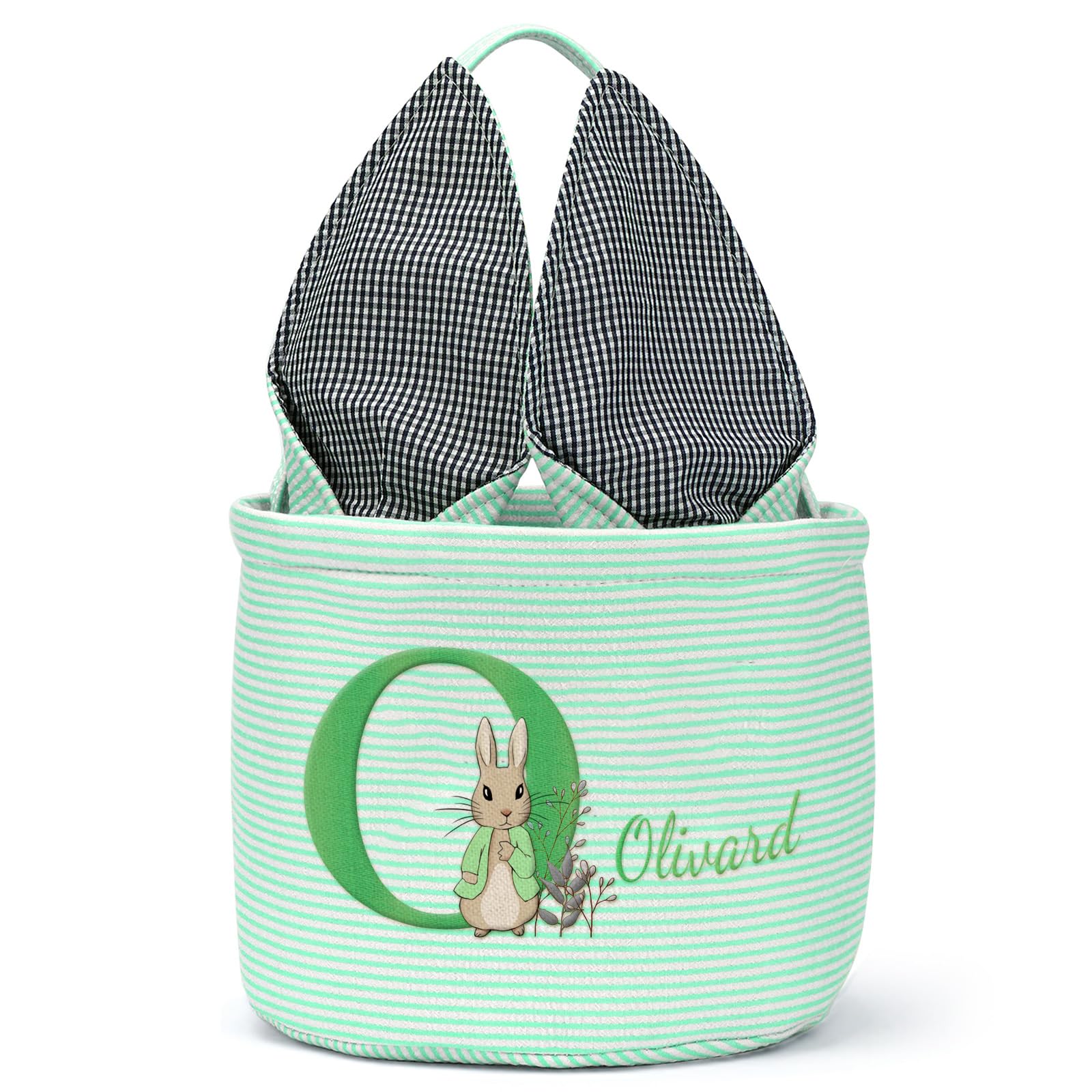 OXYEFEI Personalized Easter Basket for Kids - Custom Easter Basket for Boys Girls Cute Embroidered Names