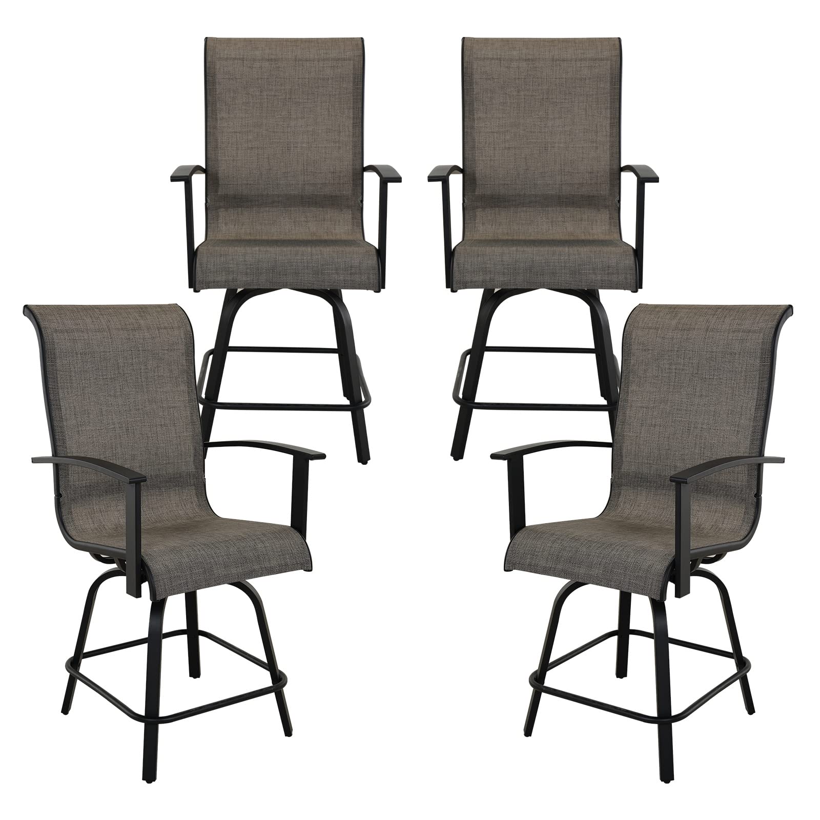 Grand patio Outdoor Counter Height Patio Stools Set of 4, Swivel Bar Chairs for Balcony, Poolside, Backyard, Garden (Coffee, 4PC)