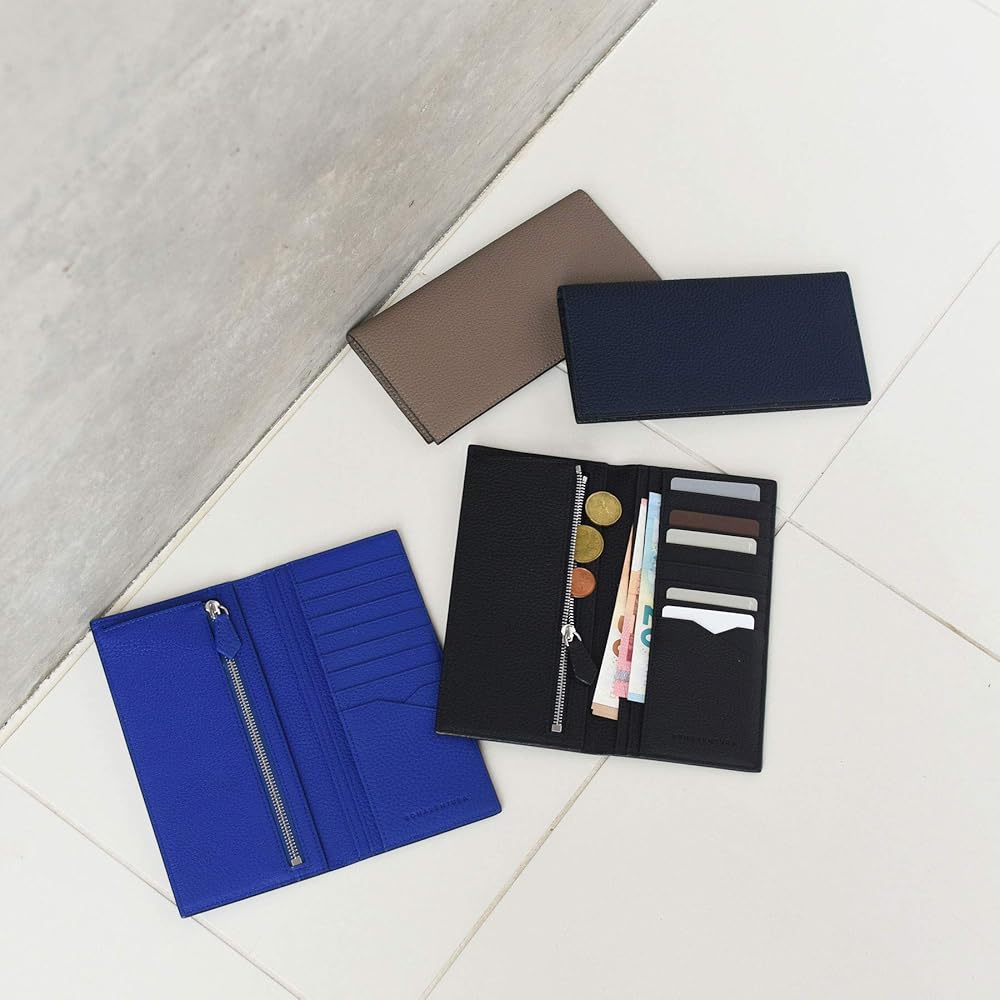 新品 ボナベンチュラ カードウォレット シュリンクレザー エトープ長財布　メンズ Men's Long Card Wallet Shrink Leather