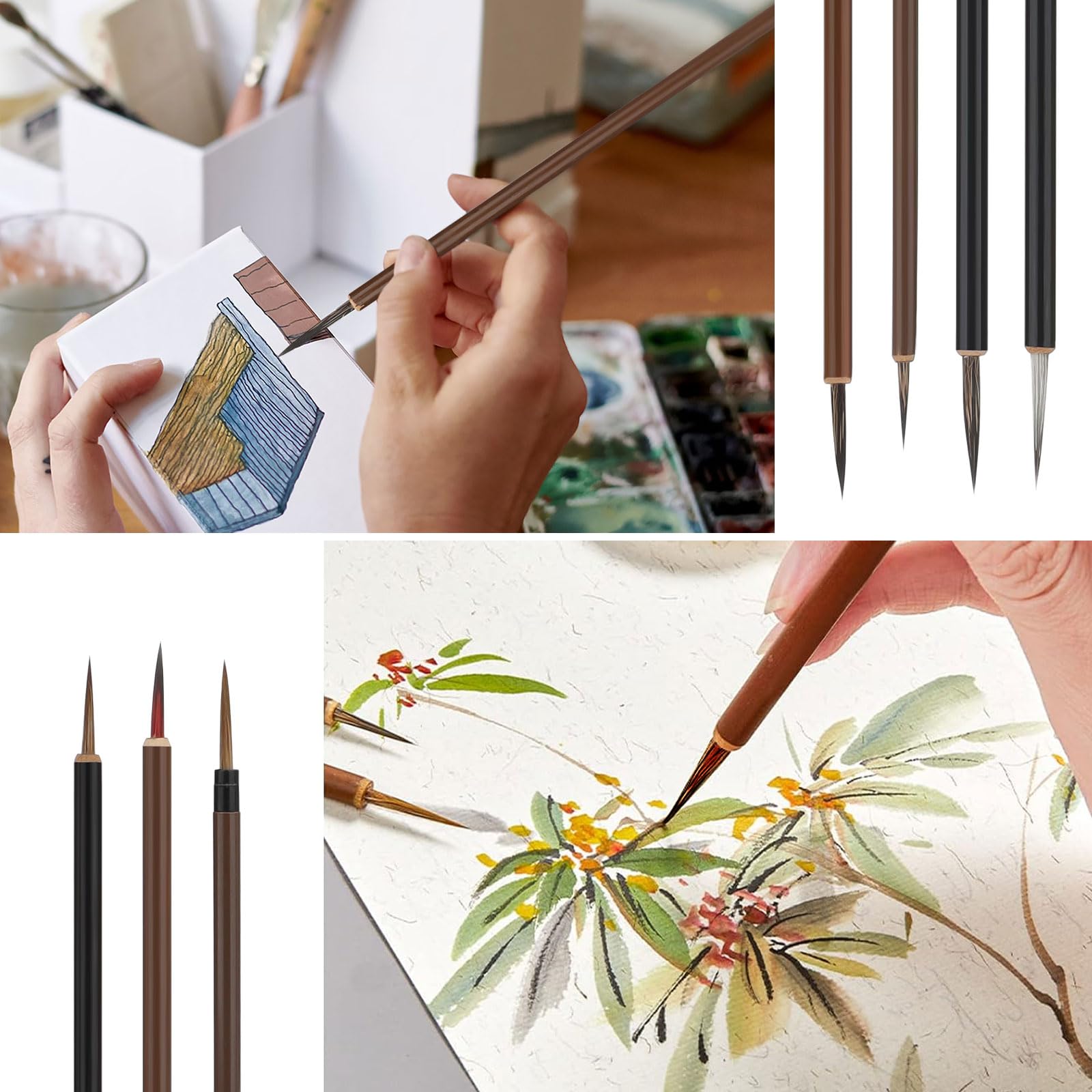 Linkstyle Lot de 15 Pinceaux Calligraphie Chinoise, Tailles Mixtes Pinceau Japonais Sumi éCriture Pinceaux Dessin pour DéButants