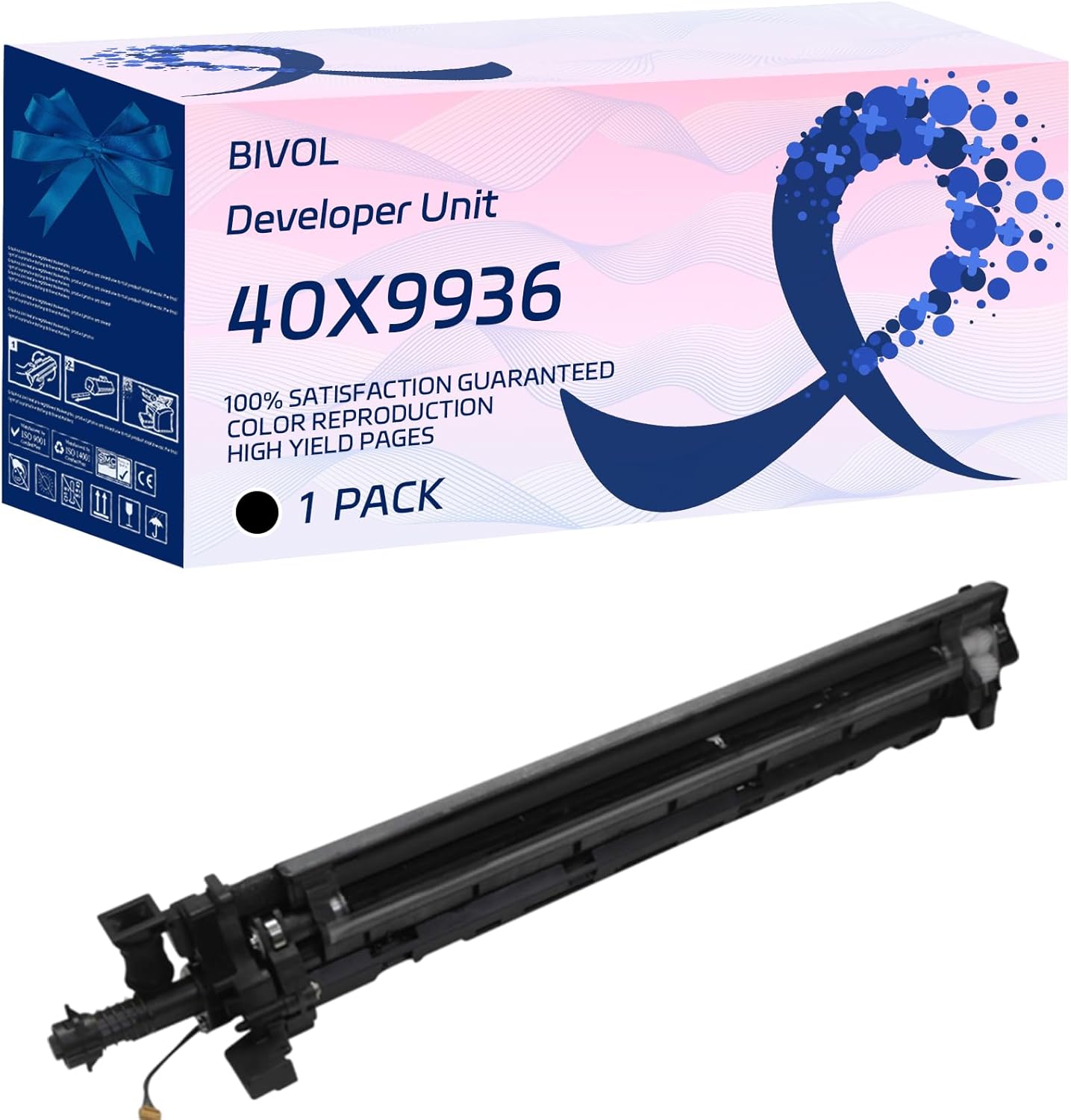 BIVOL 40X9936 Developer Unit Compatible for Lexmark MS911de MX910de MX911dte MX912dxe XM9155 XM9165 Printers, with Chip, High Yield 50000 Pages, Vivid Colors (2-Pack Black)