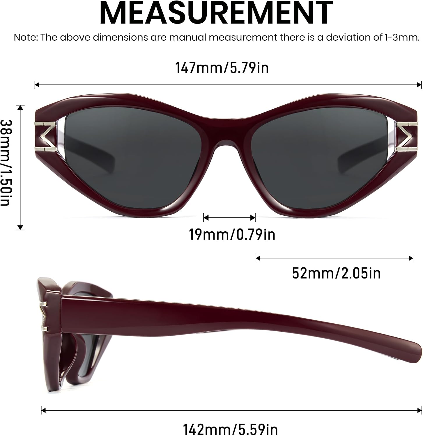 Cyxus Trendy Cateye Sunglasses for Women, UV400 Protection Anti-Glare for Driving, Shopping, and Outdoor 1360