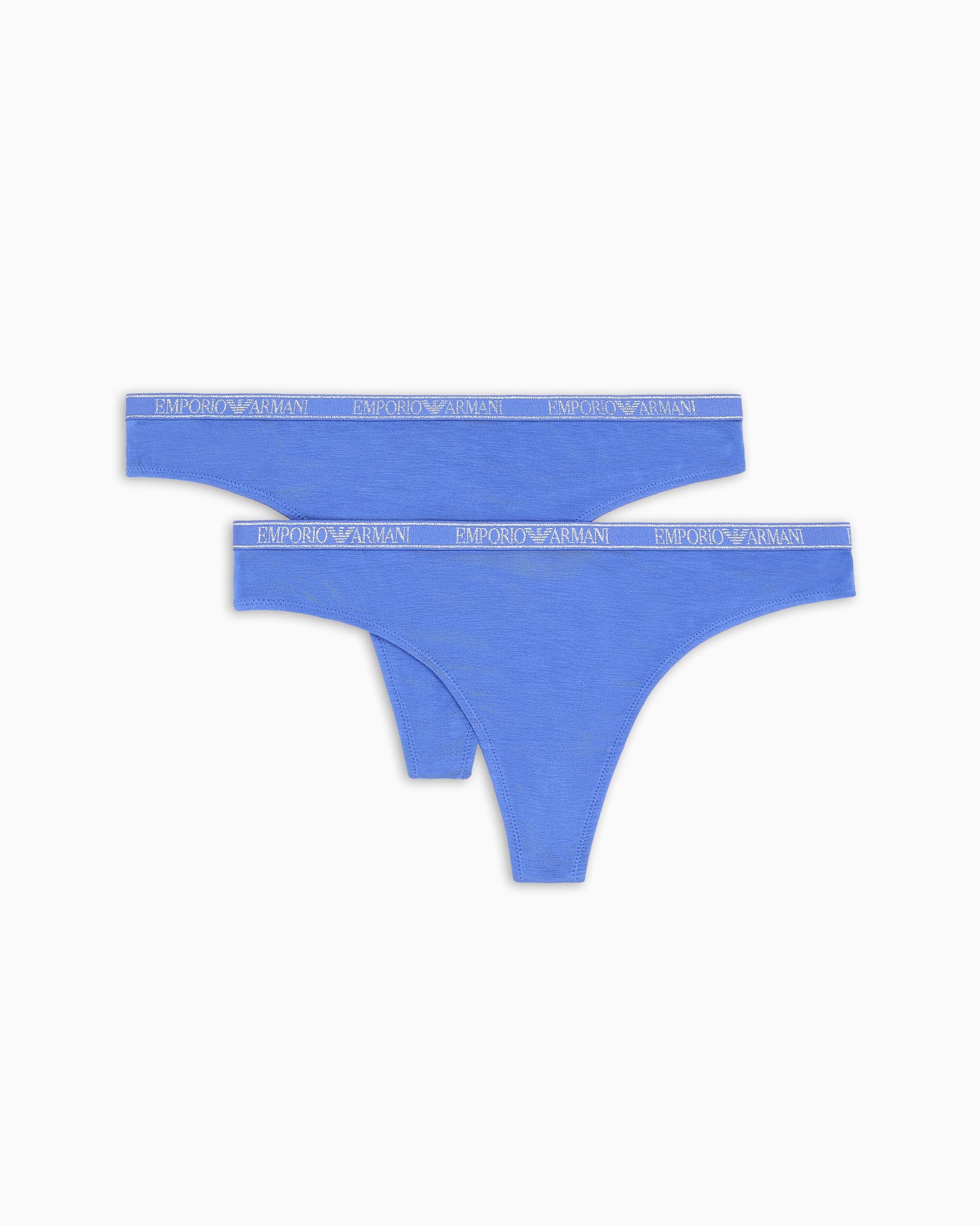 Emporio Armani Woman Essential Studs 2-Pack Thong Blue XS