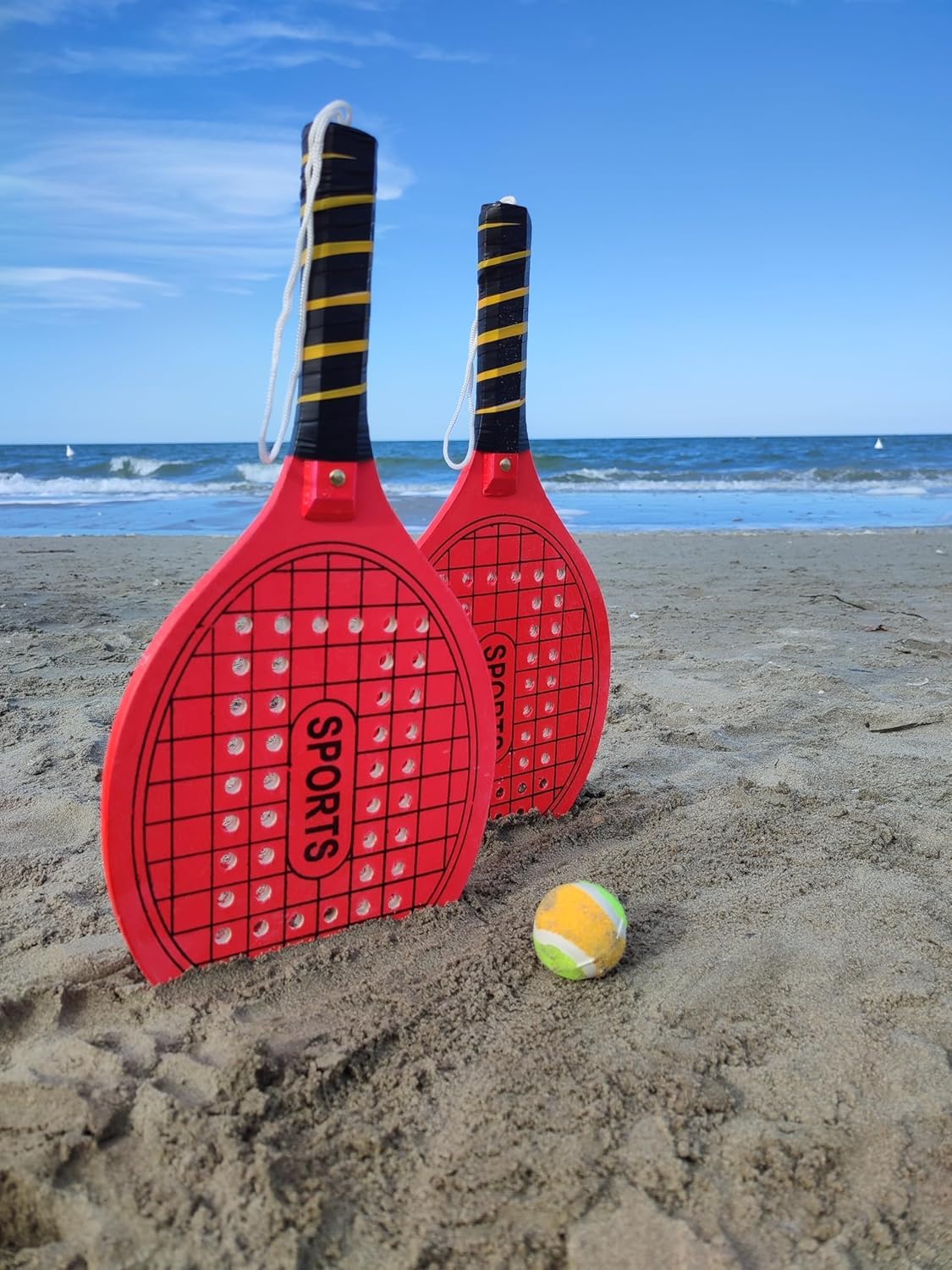 Juego De 2 Raquetas De Playa Con Pelota Suave – Ideal Para Jugar Al Aire Libre En Playa, Jardín O Parque, Para Niños Y Adultos