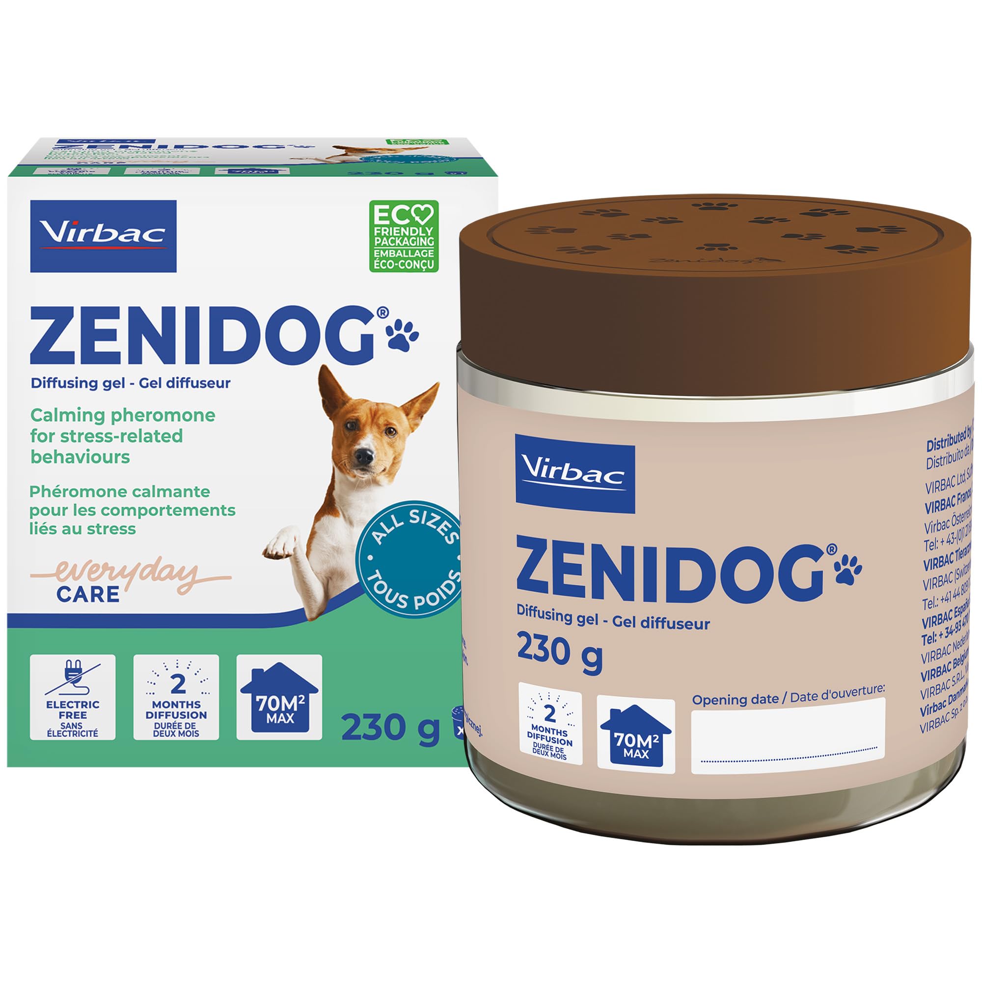 Virbac Zenidog Difusor Feromonas Gel Perros - Antiestrés sin Electricidad - Dura 2 Meses - 230g
