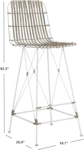 Miniatura 3 de Safavieh Home Collection Minerva Taburete de bar de ratán blanco de 30 pulgadas (juego de 2) blanco/blanco,Chocolate,negro, (Natural /