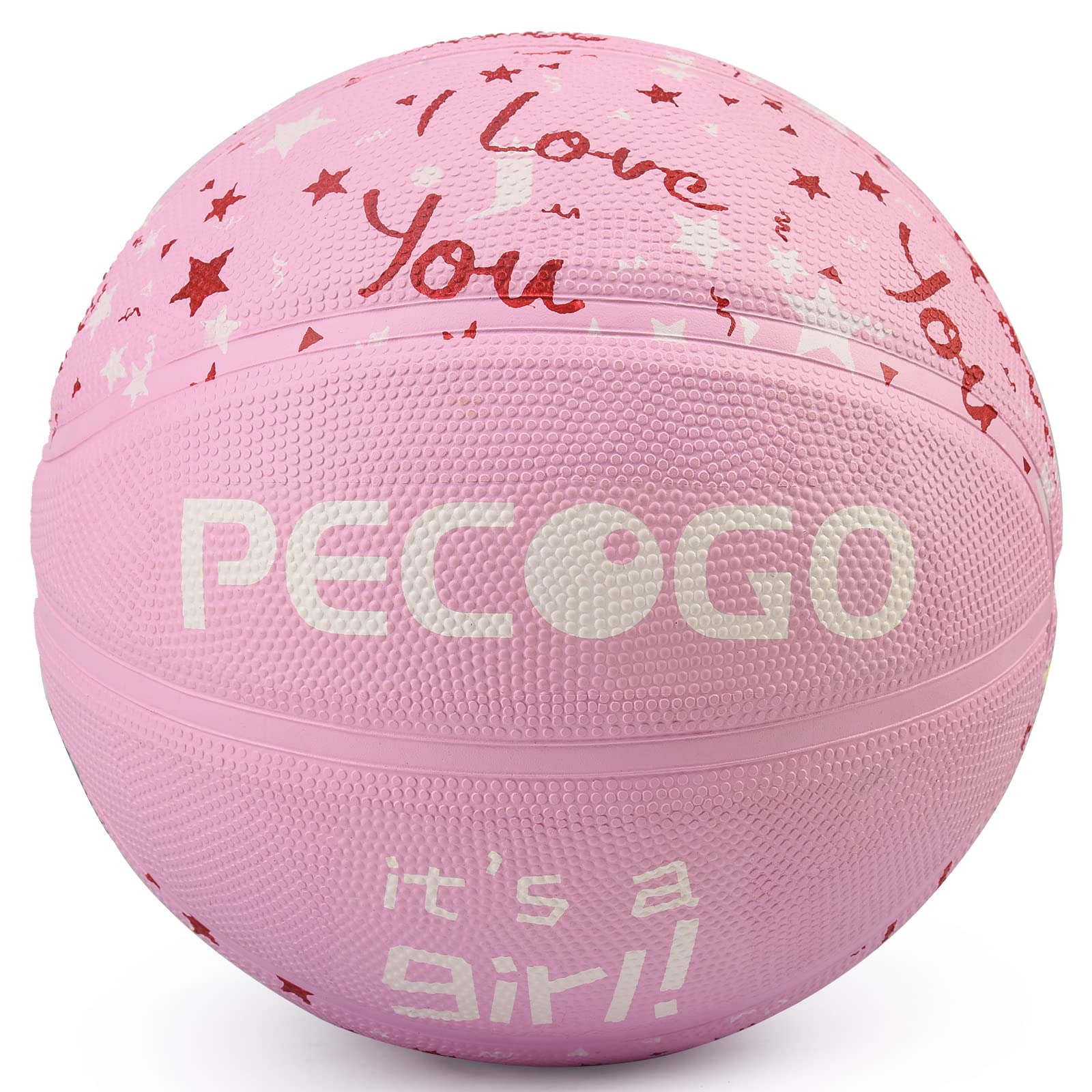PECOGO Official Rubber Basketball 27.5" Outdoor Indoor Mens Basketball Ball Pink Size 5 for Kids Youth Teen Boys and Girls Gift Ideas(Without pump) — image 1