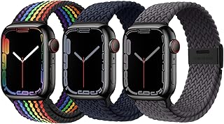 XMUXI Pulseira compatível com Apple Watch elástica trançada Solo Loop 40mm 44mm 41mm 45mm 49mm pulseira esportiva de nylonpara iWatch Series Ultra 9/8/7/6/SE/5/4/3/2/1(3 Pack)
