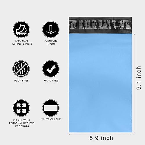 Miniatura 6 de Bolsas de eliminación de servilletas sanitarias, bolsas de eliminación personal femenina, 300 bolsas opacas azul claro, bolsas de almacenamiento de