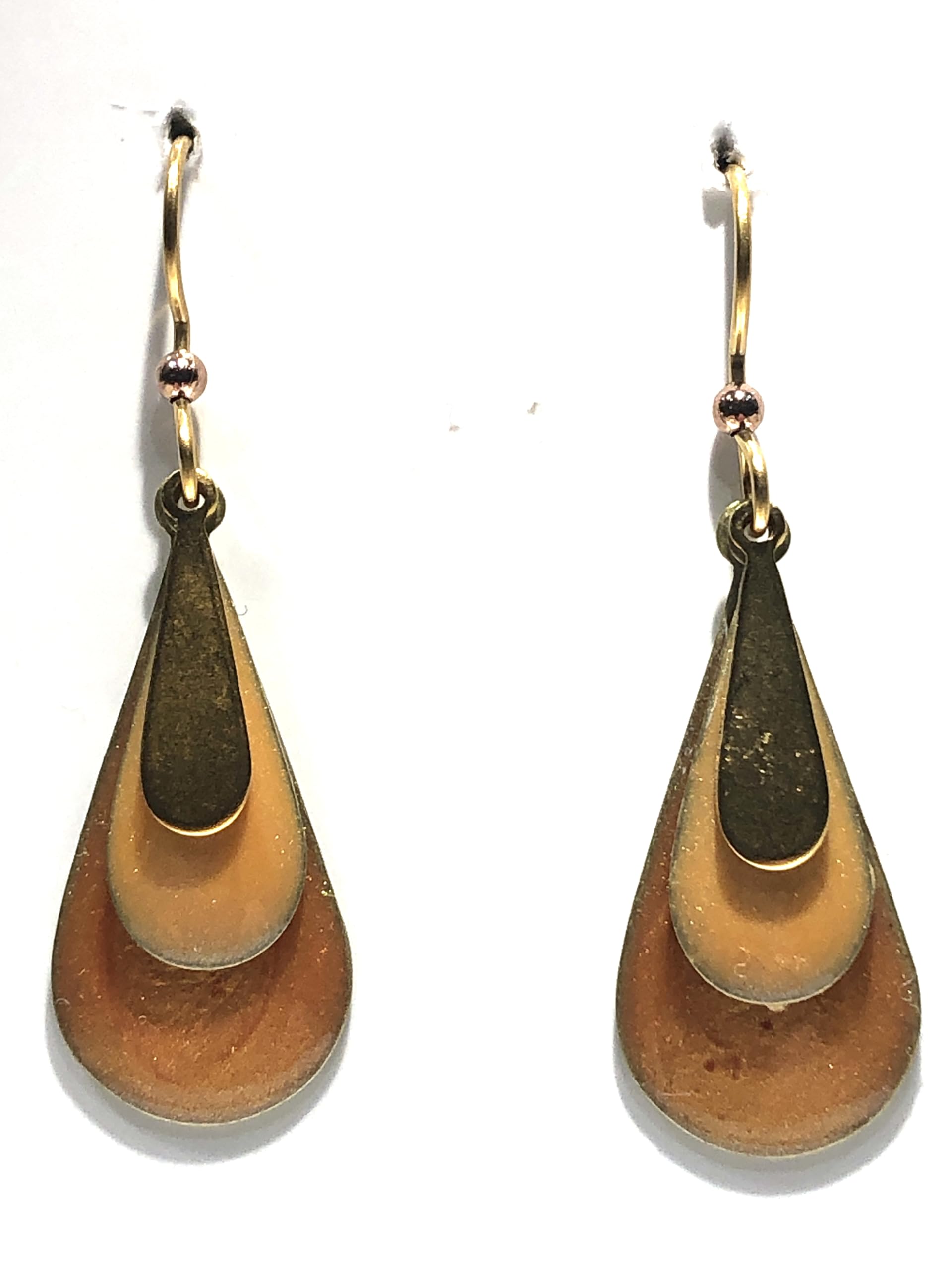 Silver Forest Lovely Layered Gold and Orange Tears Pierced Earrings Ne-2209