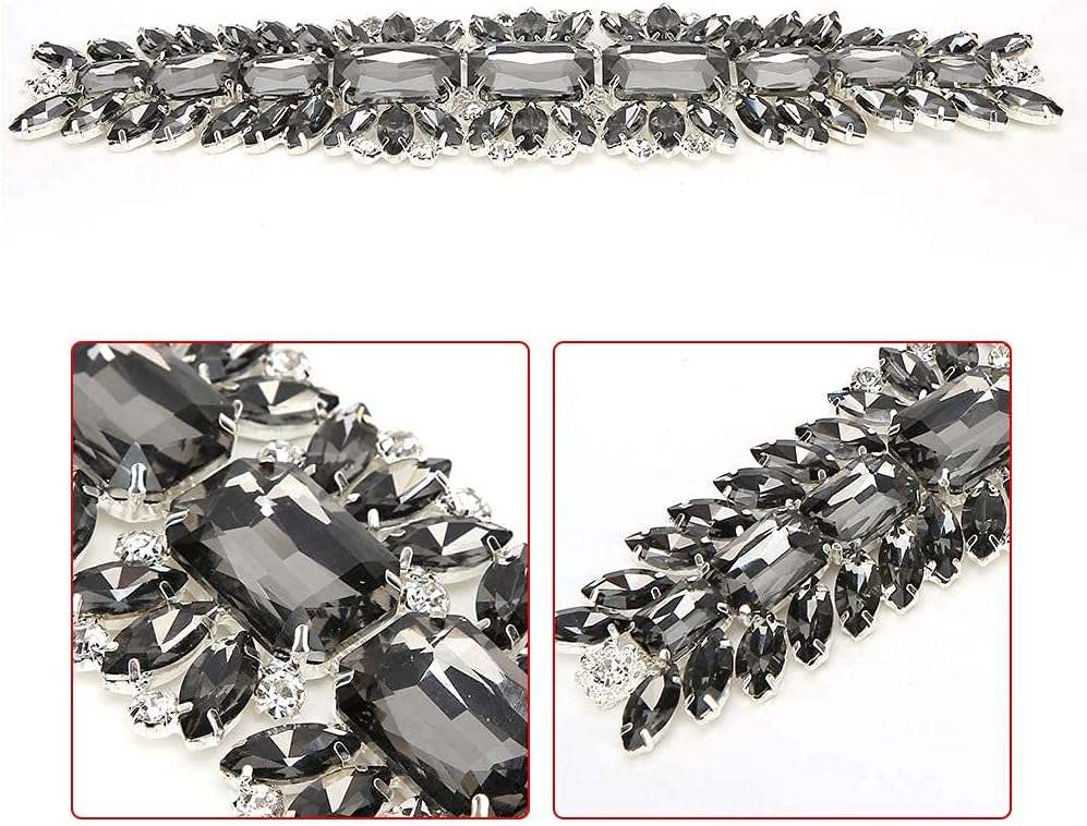 2Pcs Crystal Rhinestone Chain Trim, Diamond Sparkly Rhinestone Applique Ribbon Craft Decoration for Sewing Craft Clothing DIY Wedding Dresses Bags Shoes