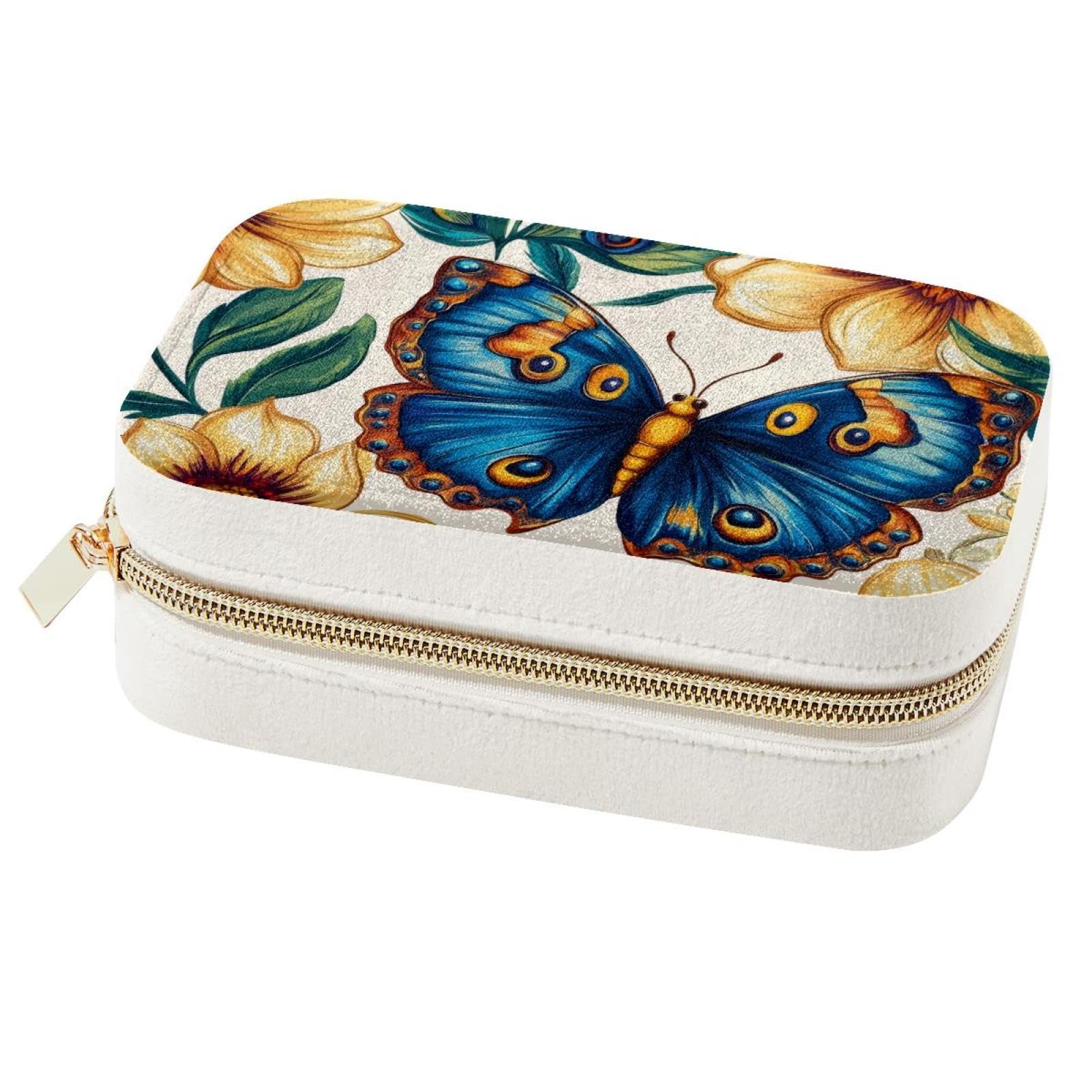 Boîte à bijoux de voyage paon pour organiser vos bagues en vacances